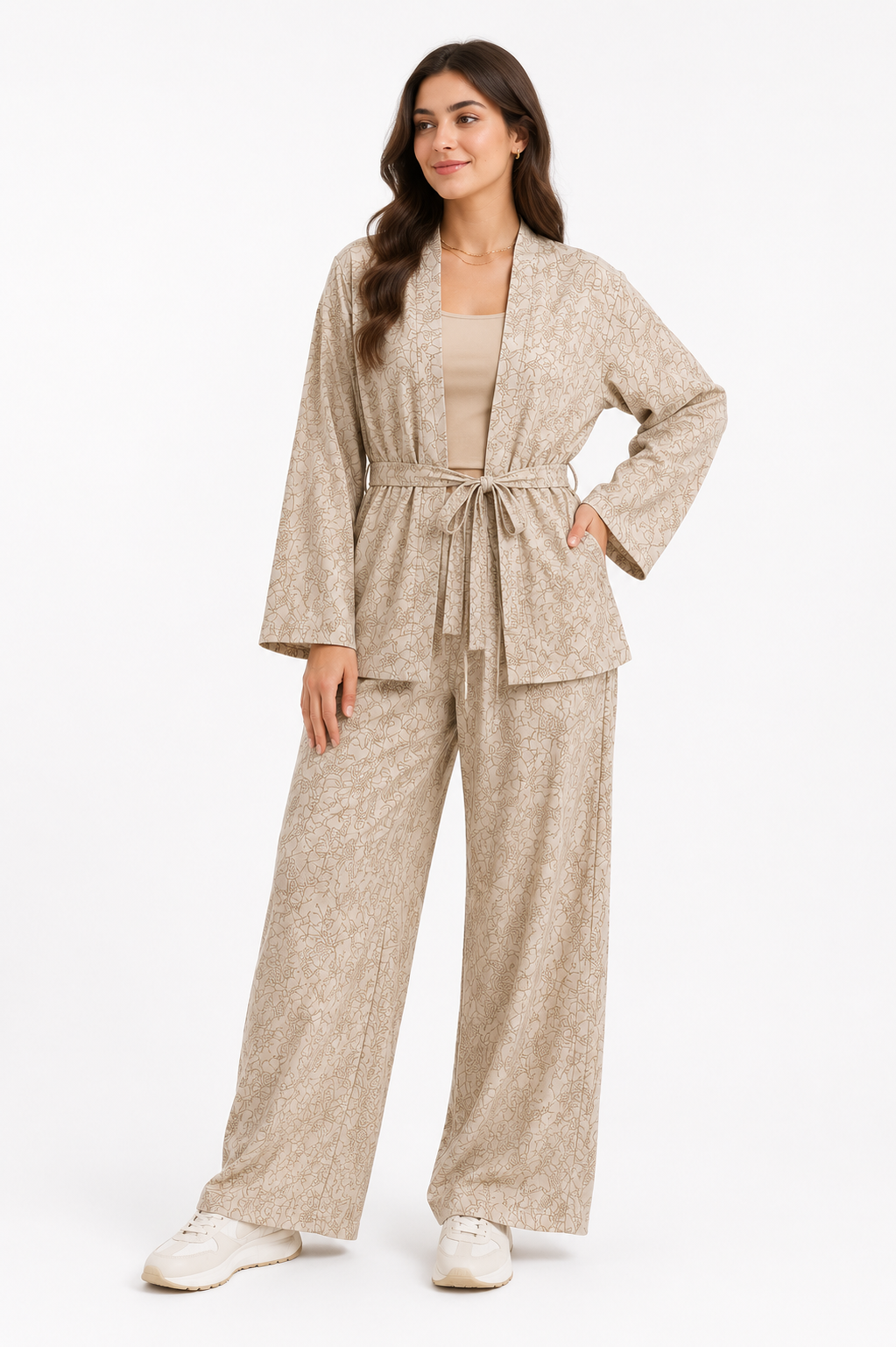 Women's Patterned Wide Leg Suit