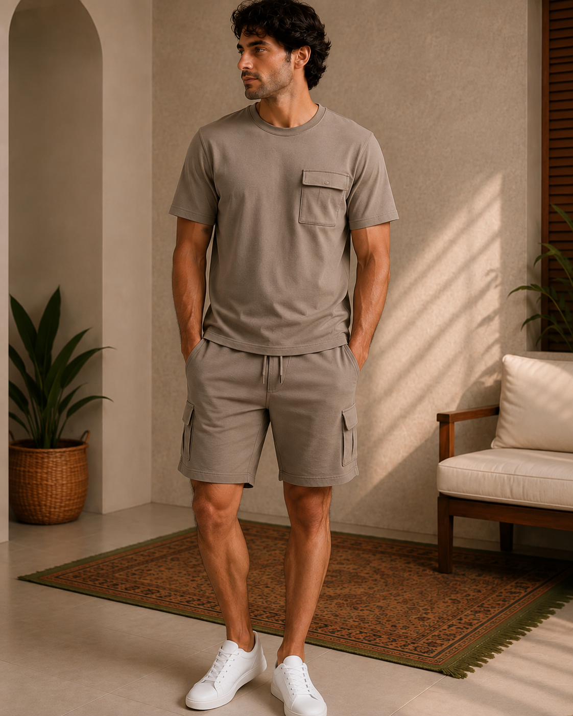 Men's Cargo Shorts Lounge Set