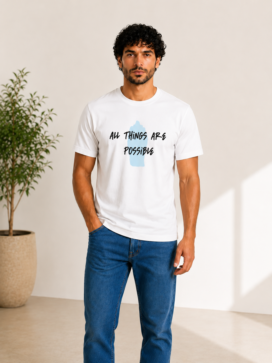 Men "All Things Are Possible" White T-Shirt