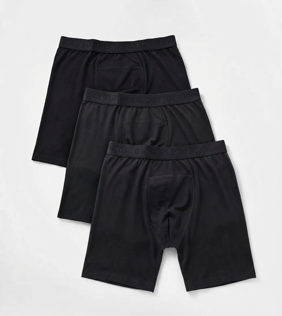 Men's Long Boxer 3-Pack Black