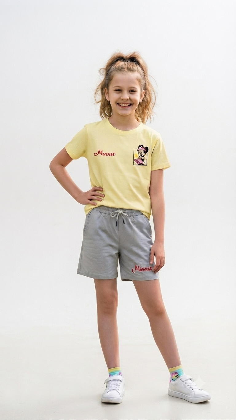 Girls Yellow Summer Milton Shorts Pajama Set