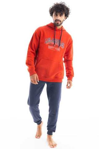 Men's winter hoodie pajamas from Red Cotton-Red