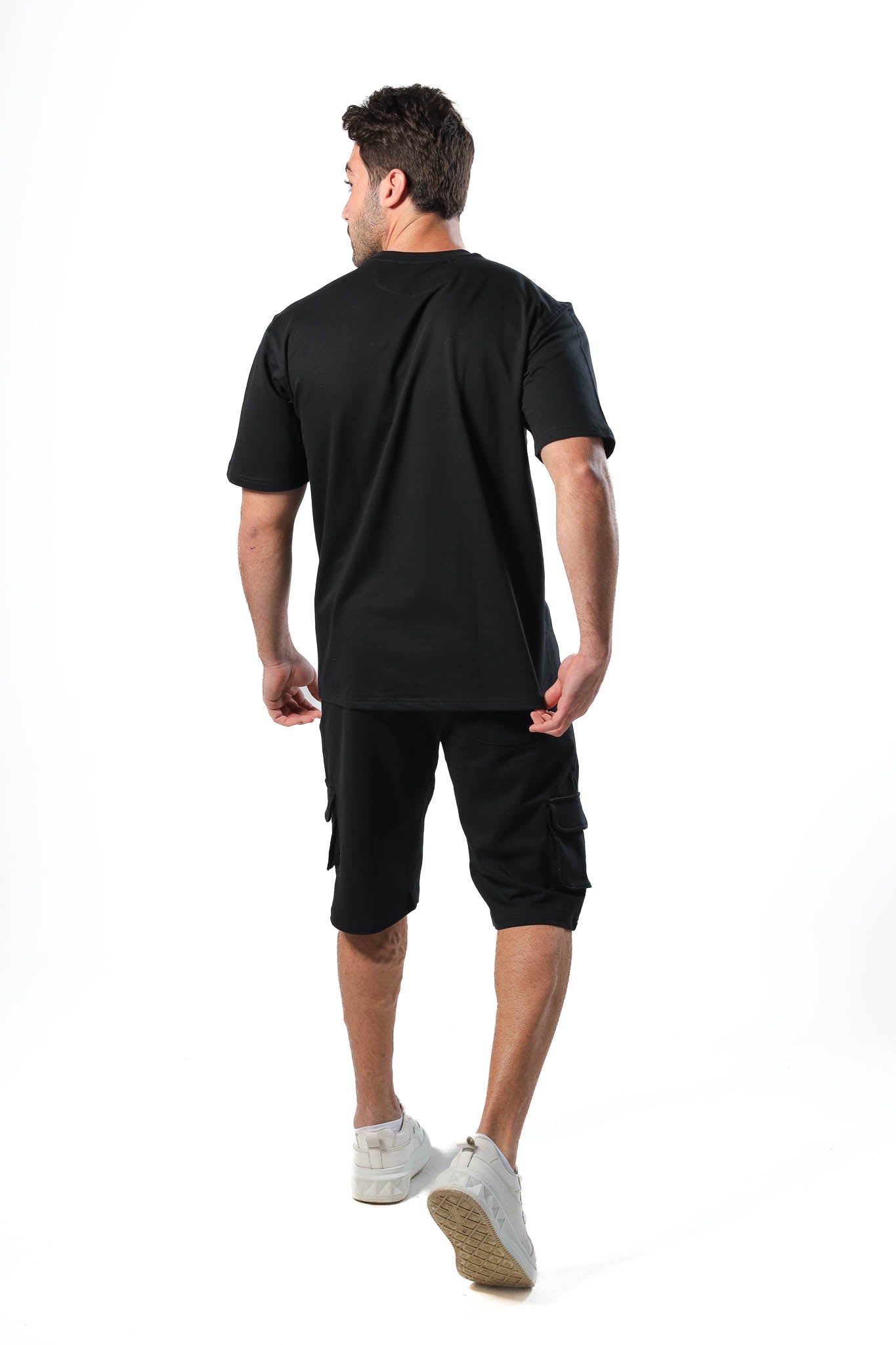 Men's pajama set with printed - Black
