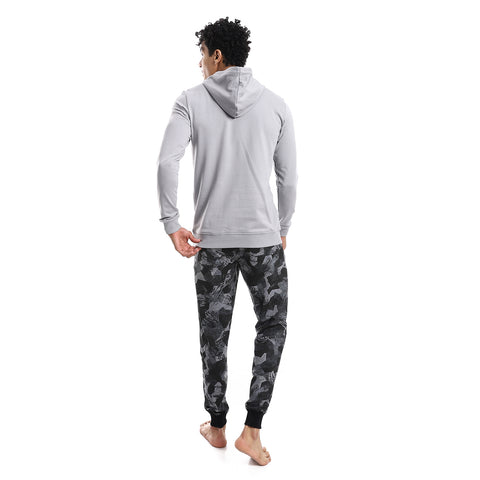 Men's winter hoodie camouflage pajamas from Red Cotton-Gray