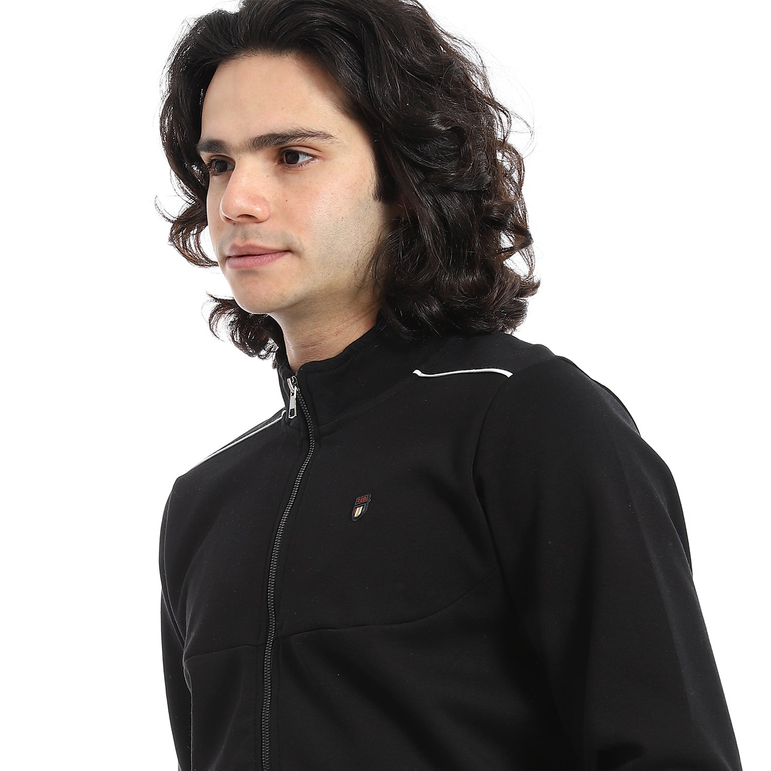 Men Sweatshirt - Mandarin Collar -Black