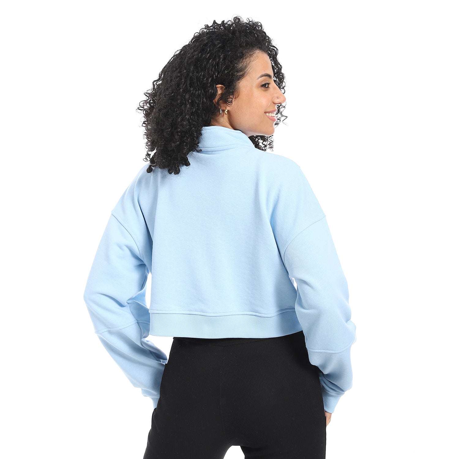 Women's Winter Quarter Zipper Sweatshirt -Blue