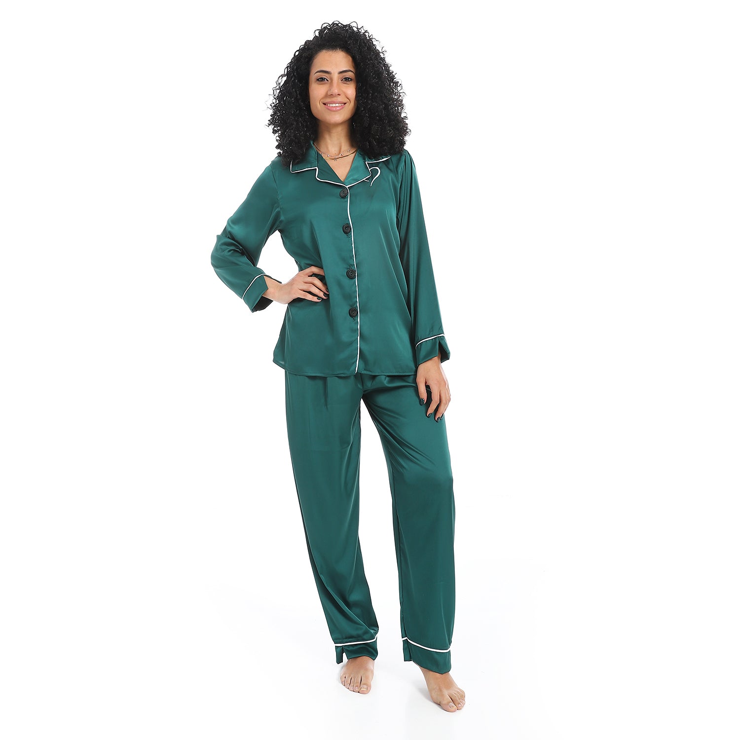 Classic Comfort Satin Pajamas - Dark Green