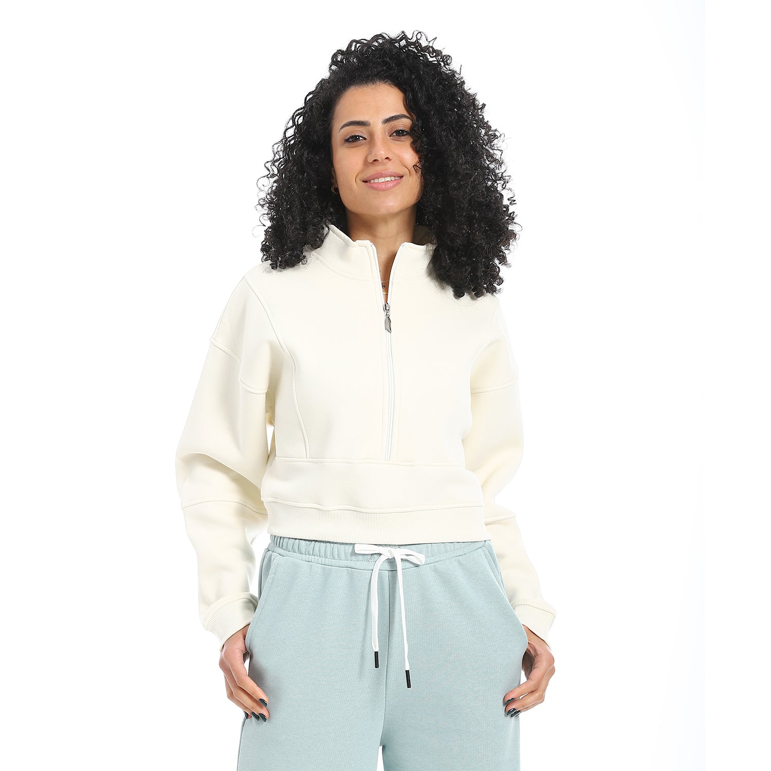 Women's Winter Quarter Zipper Sweatshirt - Off White