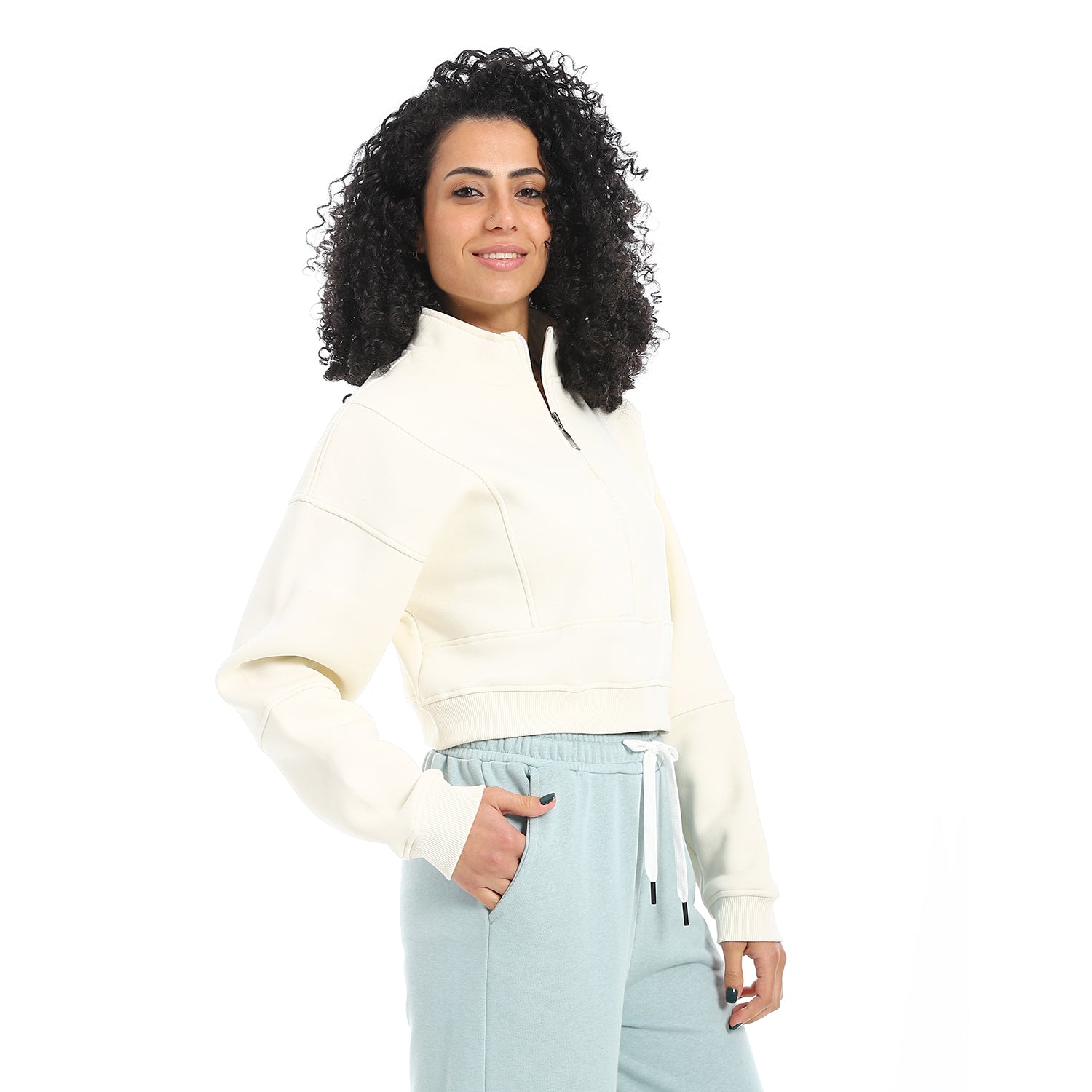 Women's Winter Quarter Zipper Sweatshirt - Off White