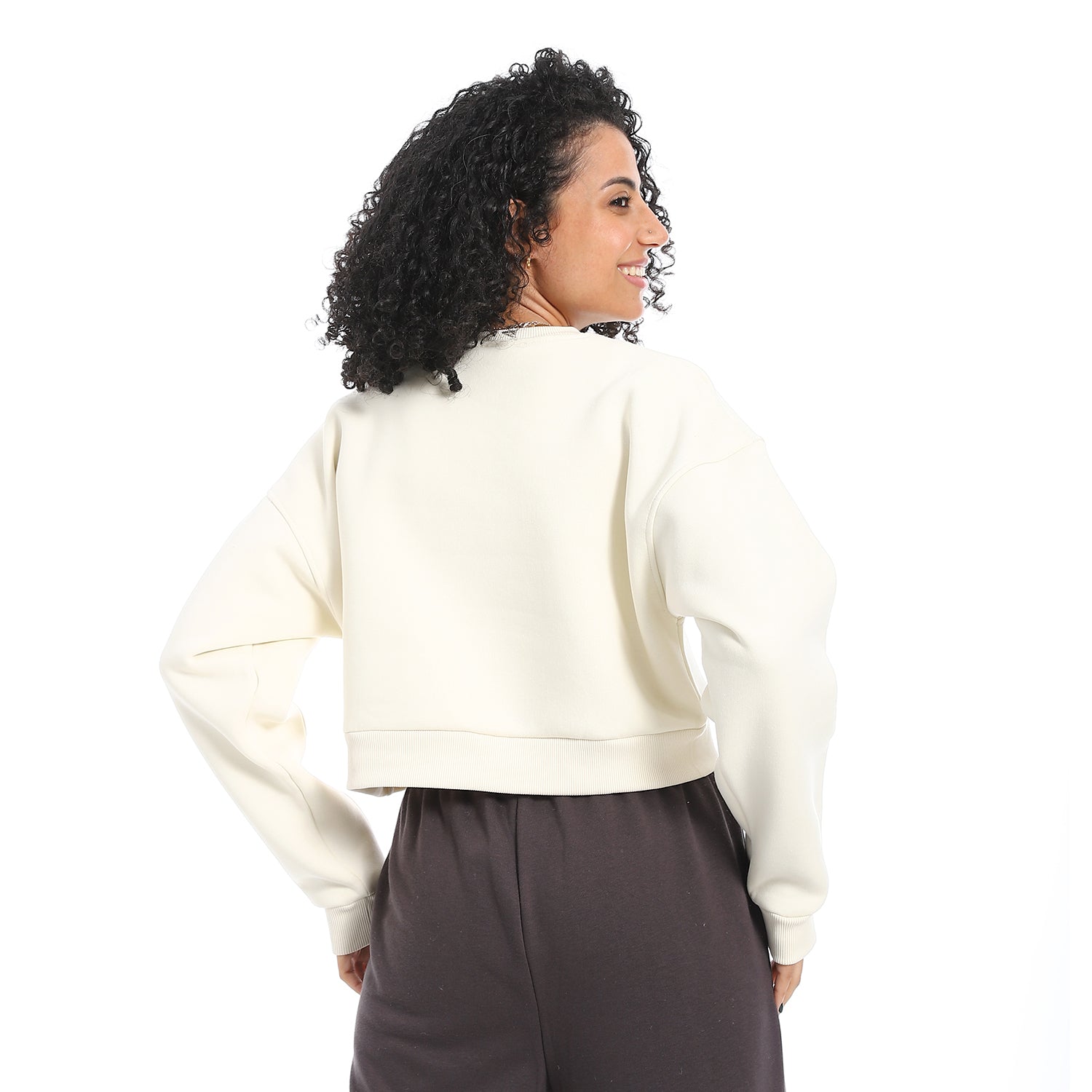 Women's Winter Sweatshirt With Printed - Off White