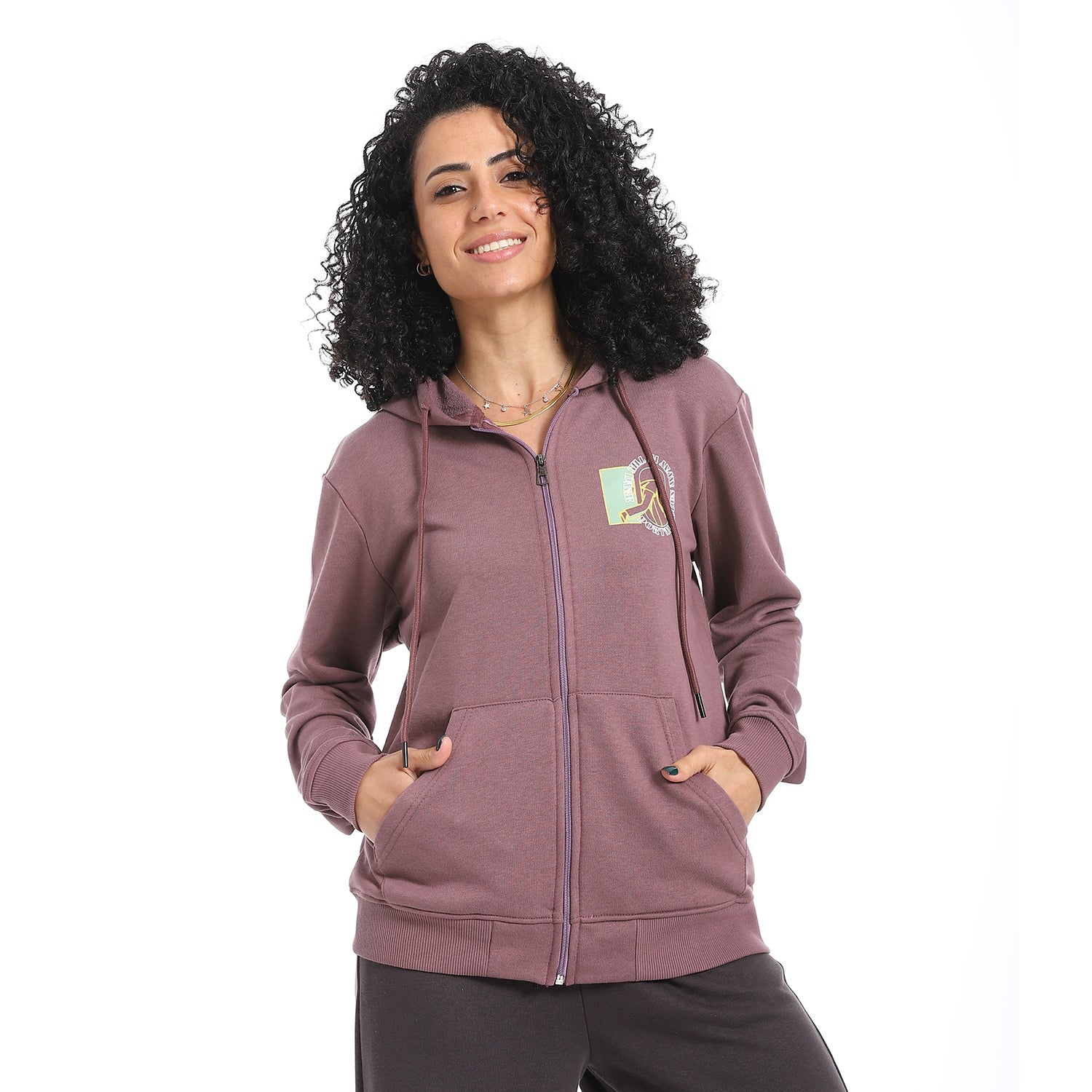 Women Sweatshirt With Printed -Purple