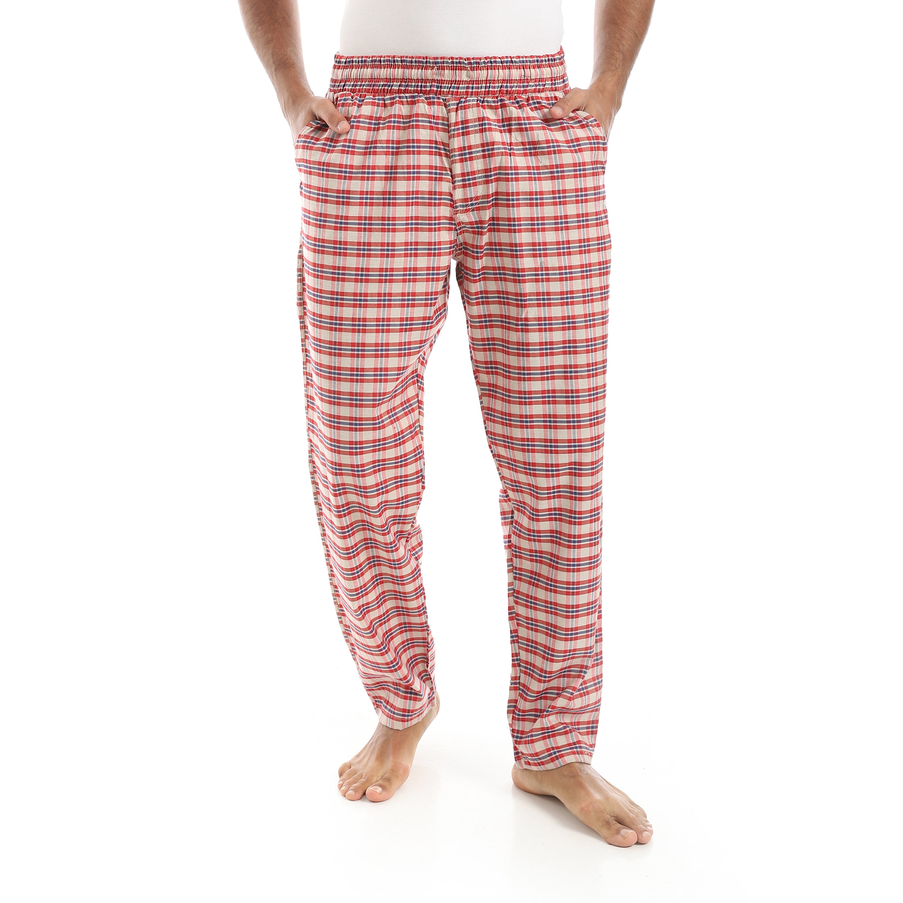 Men's Summer Check Pants - Red