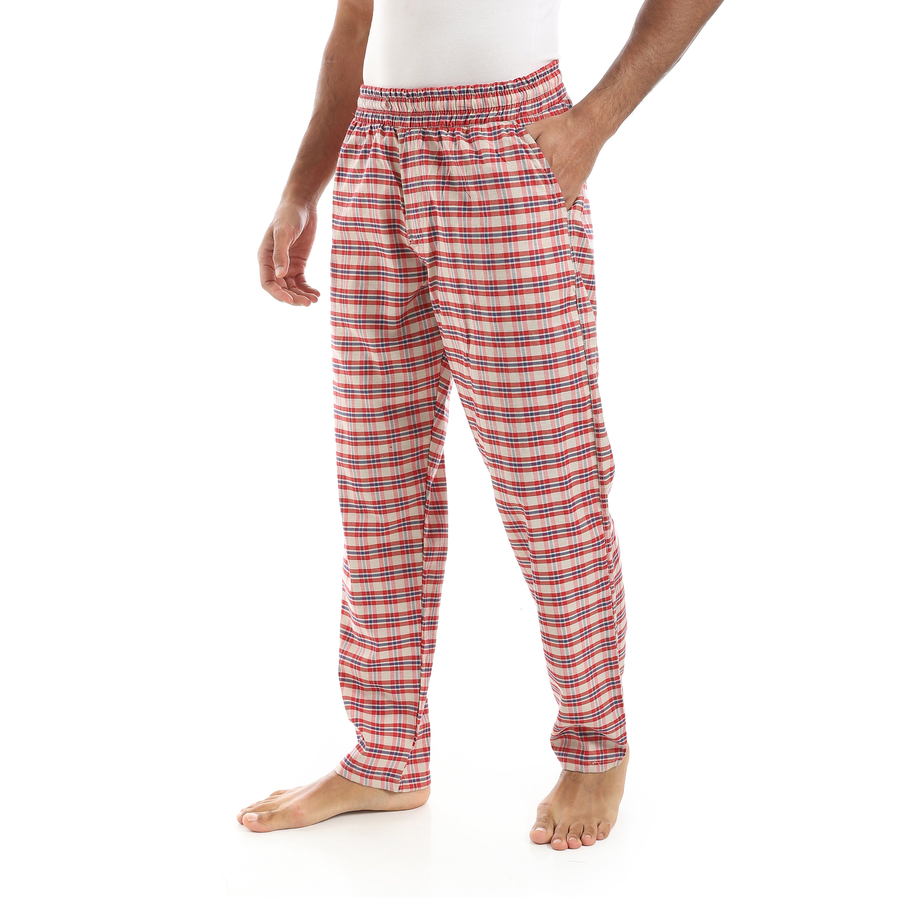 Men's Summer Check Pants - Red