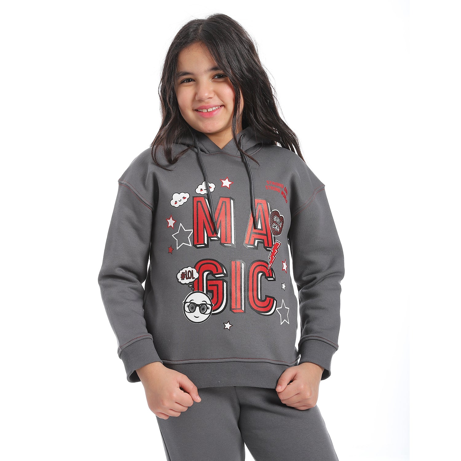 Girls' Winter Hoodie Pajamas - Dark Grey