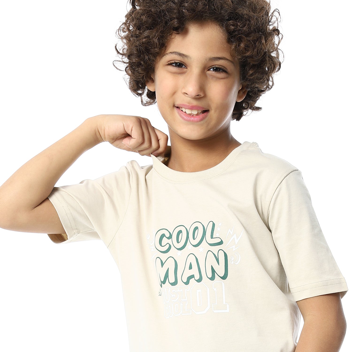 Boys' Cool Pajama Set - Graphic Tee and Camouflage Pants-Beige