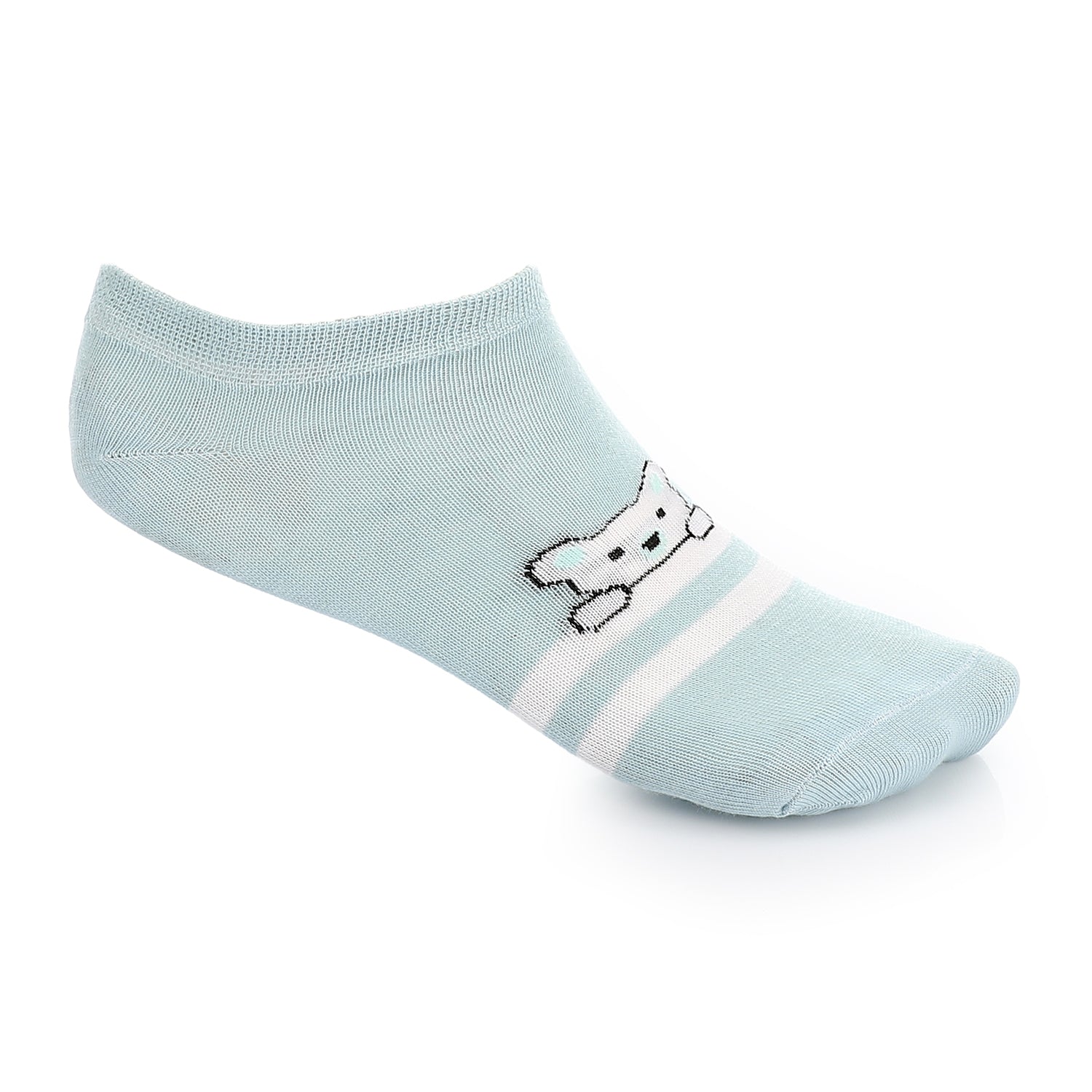 Women's No Show Socks With Drawings -Blue