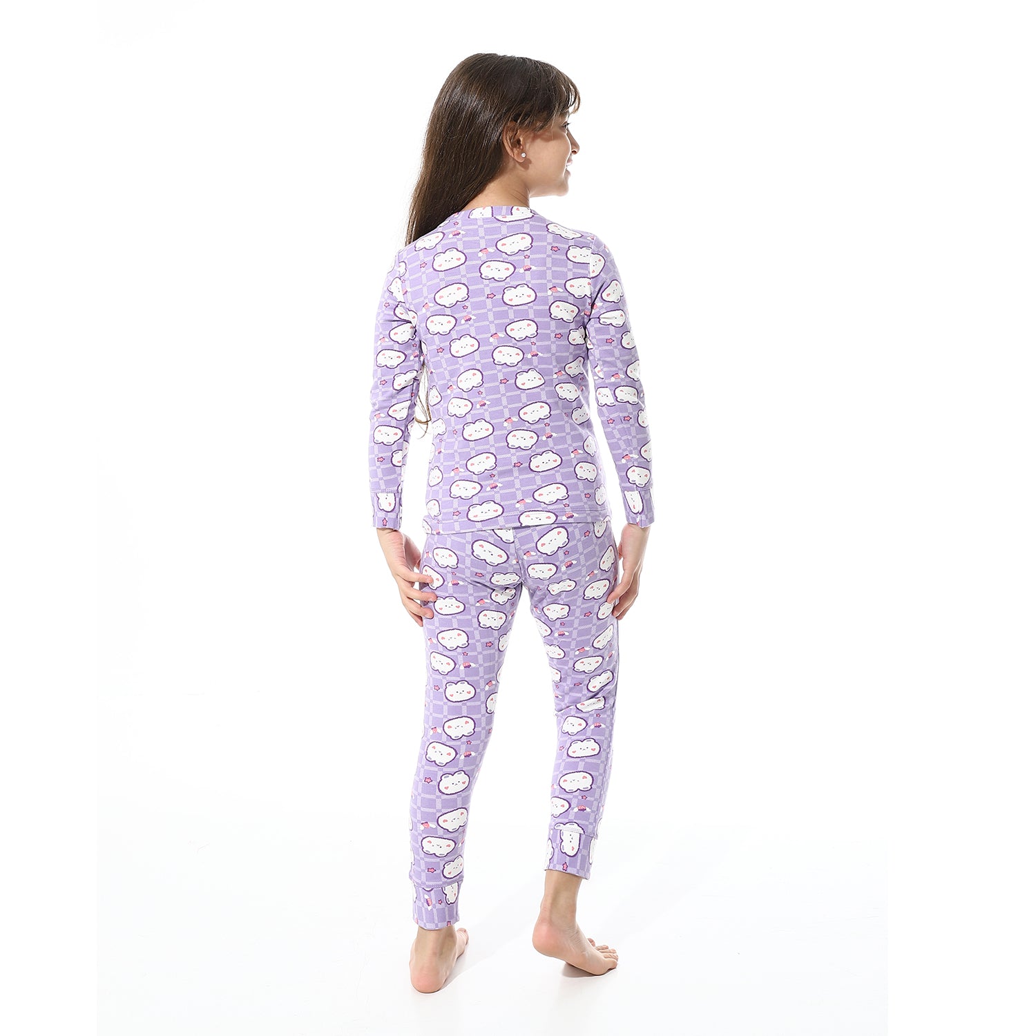 Girls Thermal Set With Printed - Purple