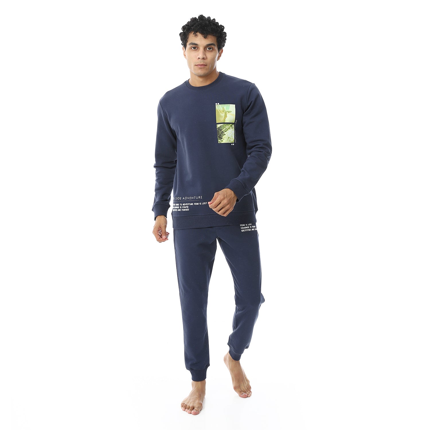 Men's Winter Pajama Printed - Navy