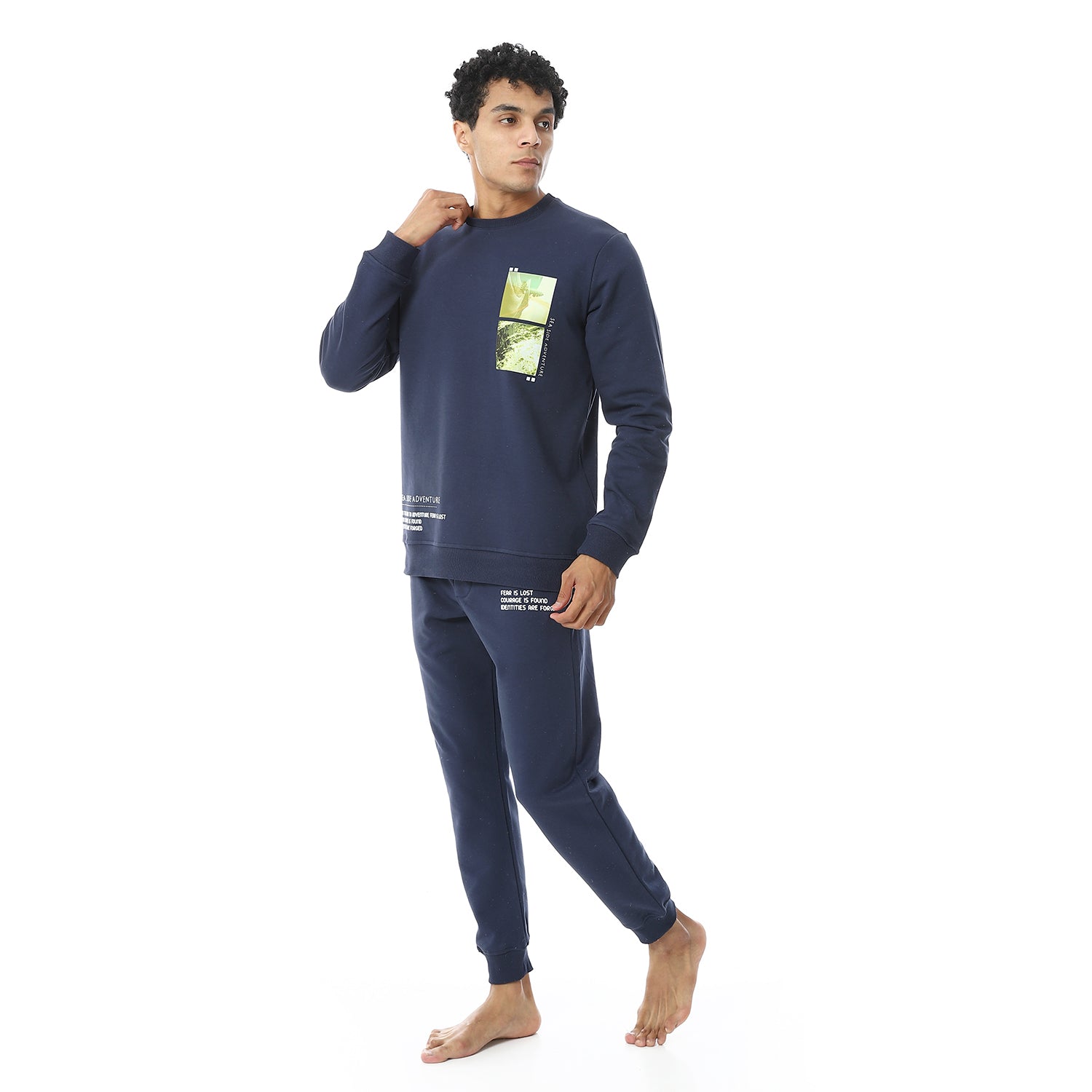 Men's Winter Pajama Printed - Navy