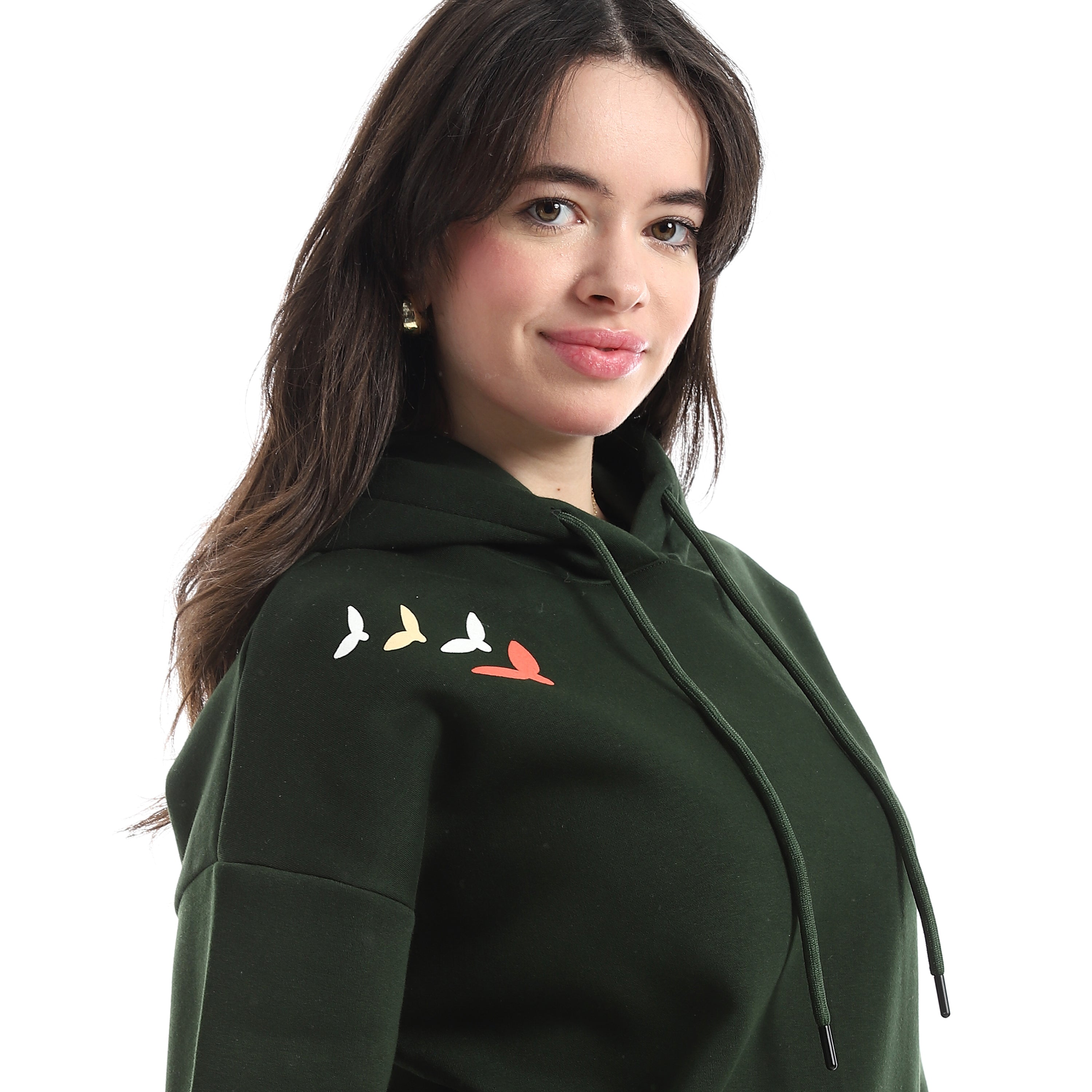 Hoodie with Arabic Calligraphy & Birds Graphic