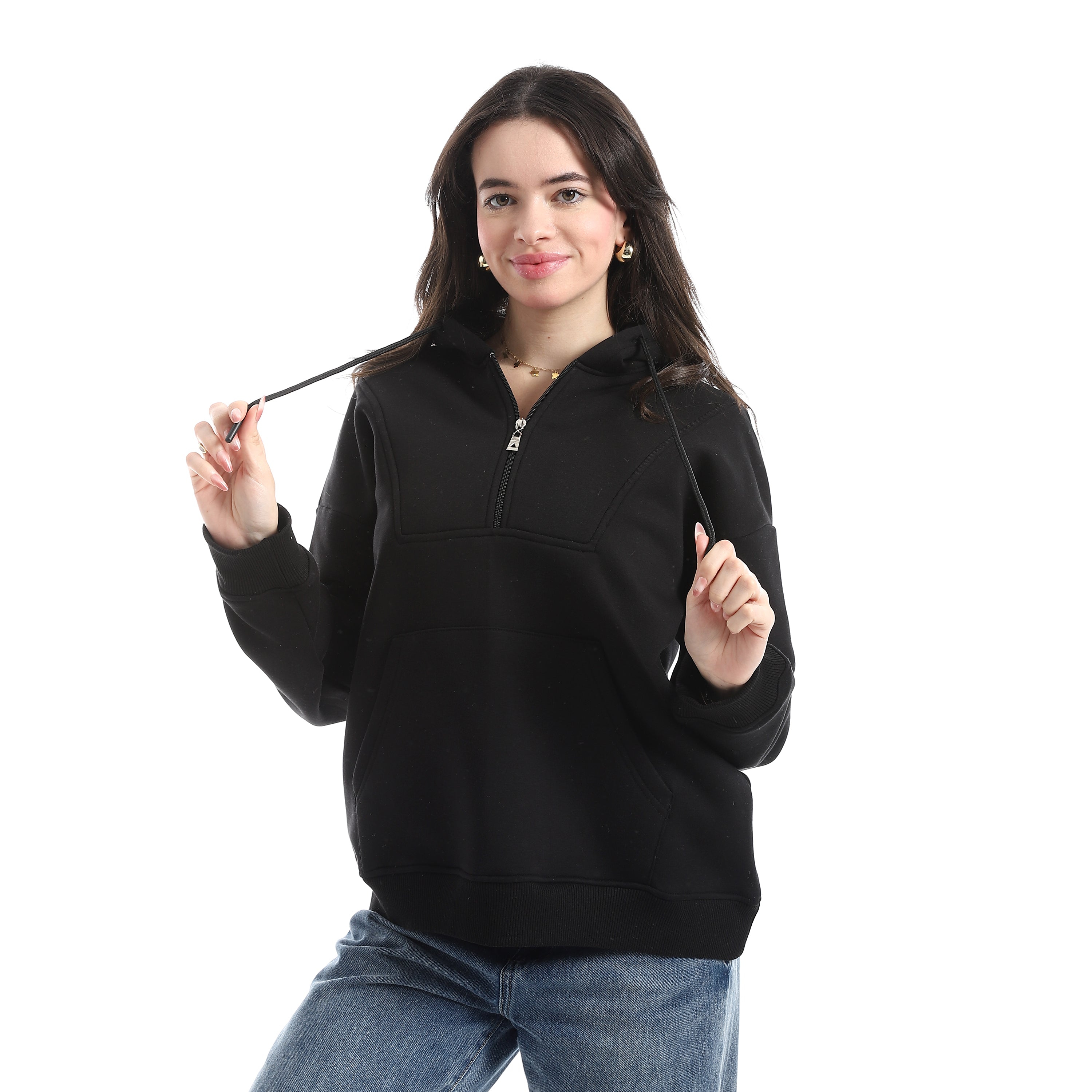Women's Standard Fit Half Zippered Sweatshirt