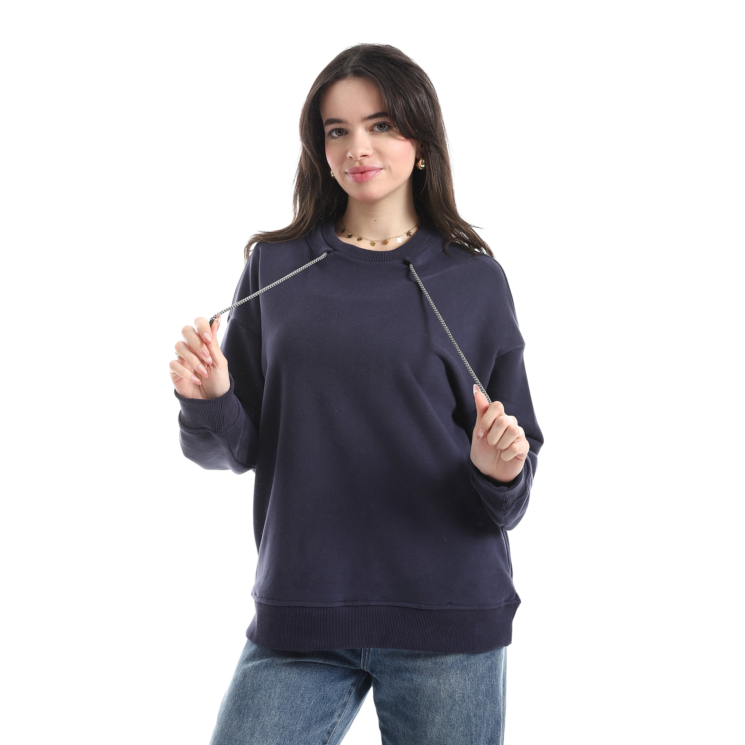 Women's Regular Fit Crew Neck Thick Basic Sweatshirt