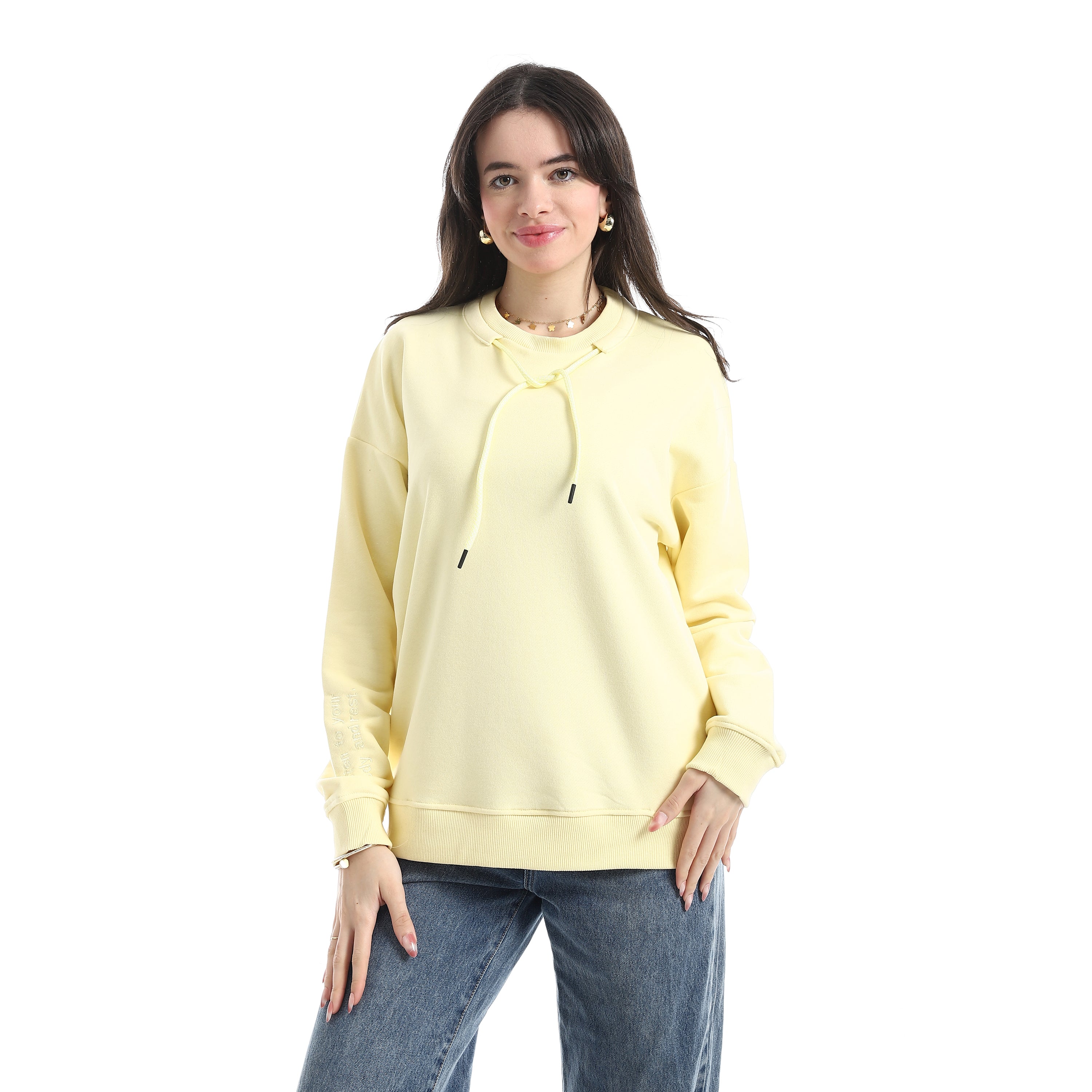 Women’s Casual Sweatshirt with Embroidered Sleeve
