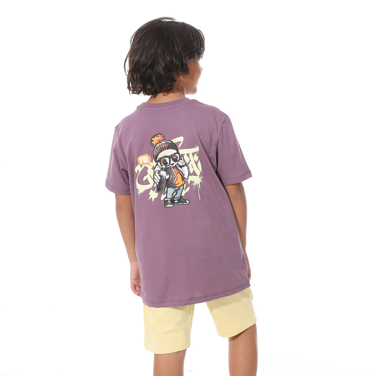 Cool Boys’ Pajama Shorts Set – Bold Back Print for Little Stars
