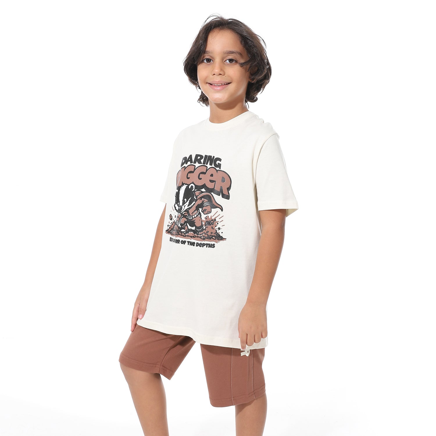 Boys’ Short Pajama Set with Print – Soft Cotton Nightwear