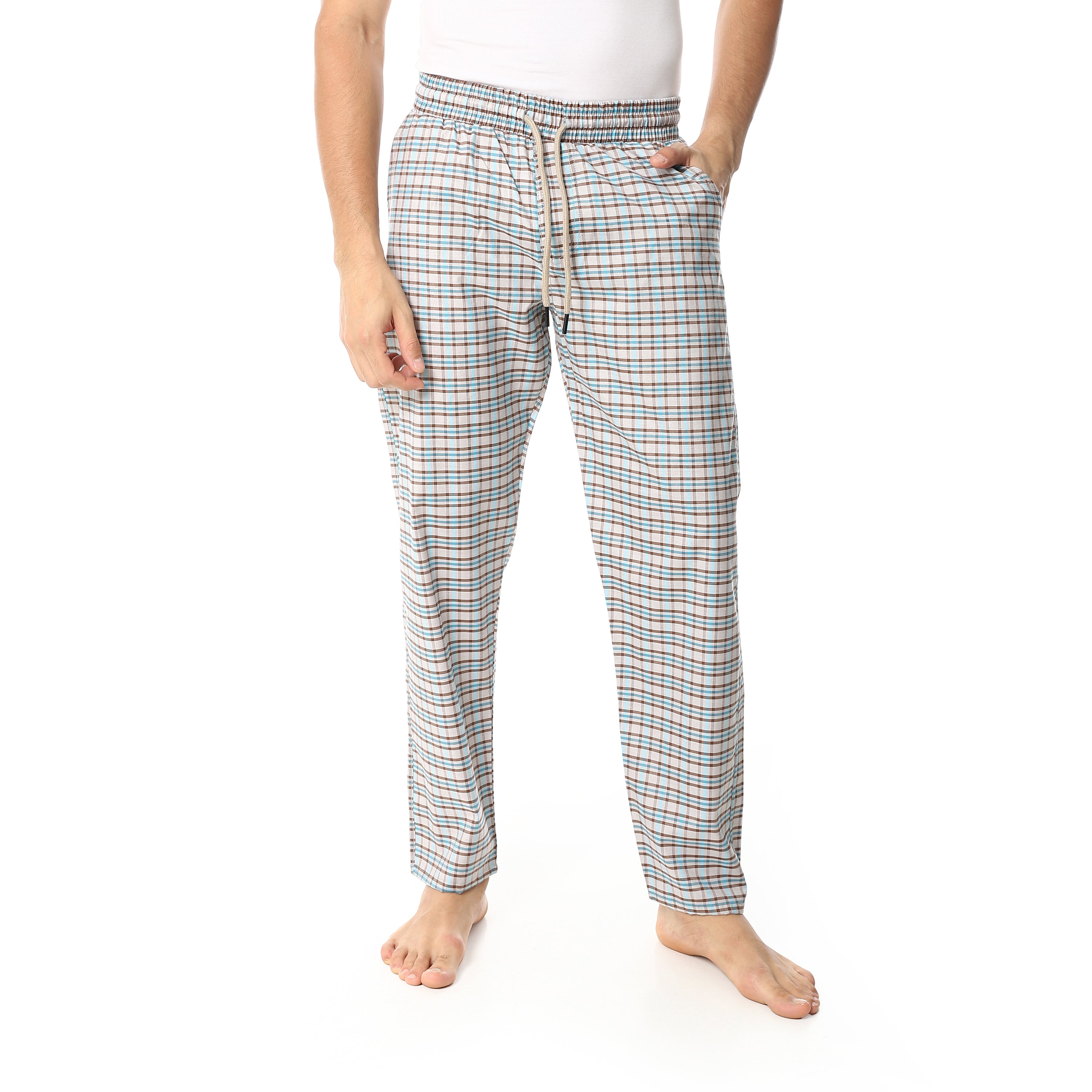 Men's Summer Check Pants - Brown