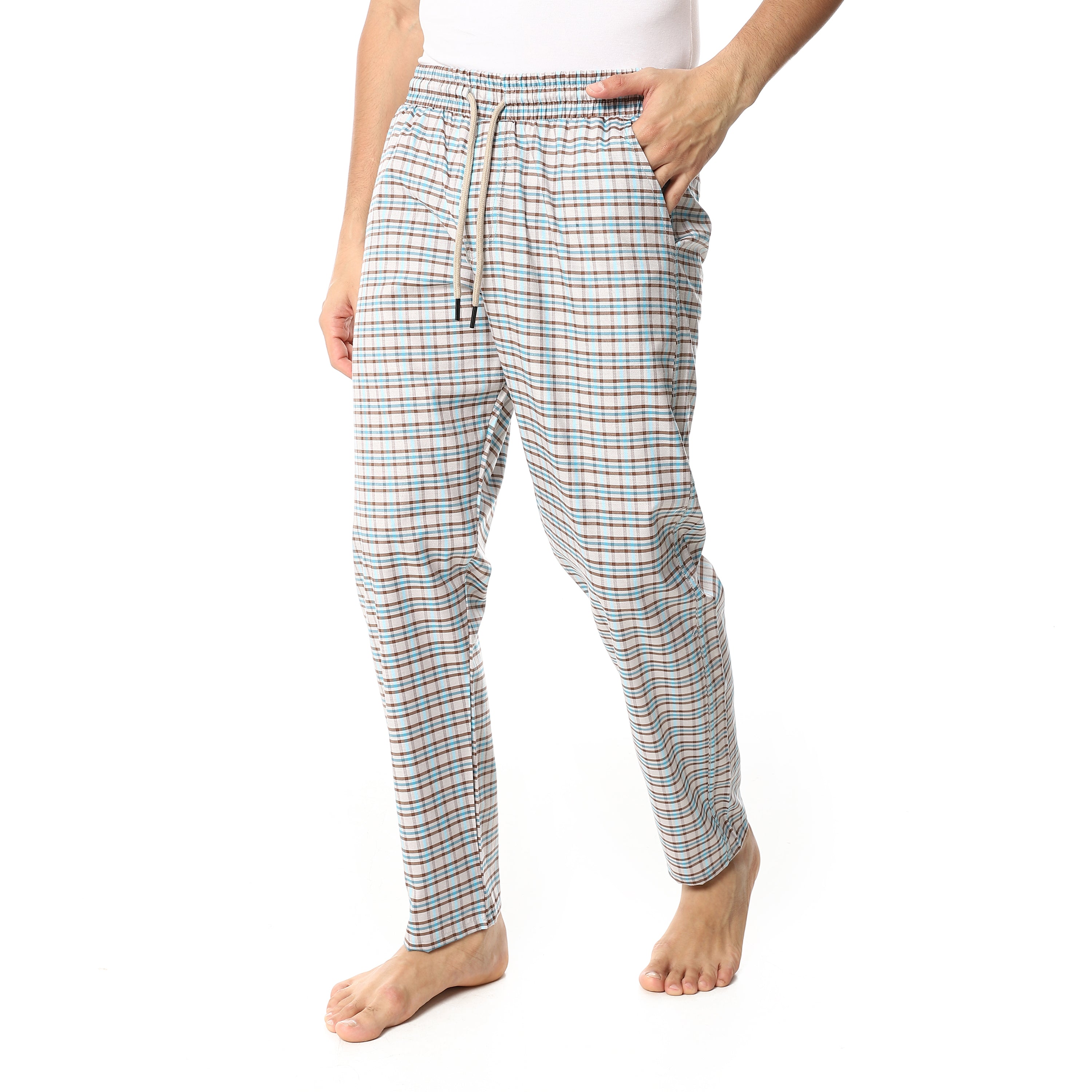 Men's Summer Check Pants - Brown