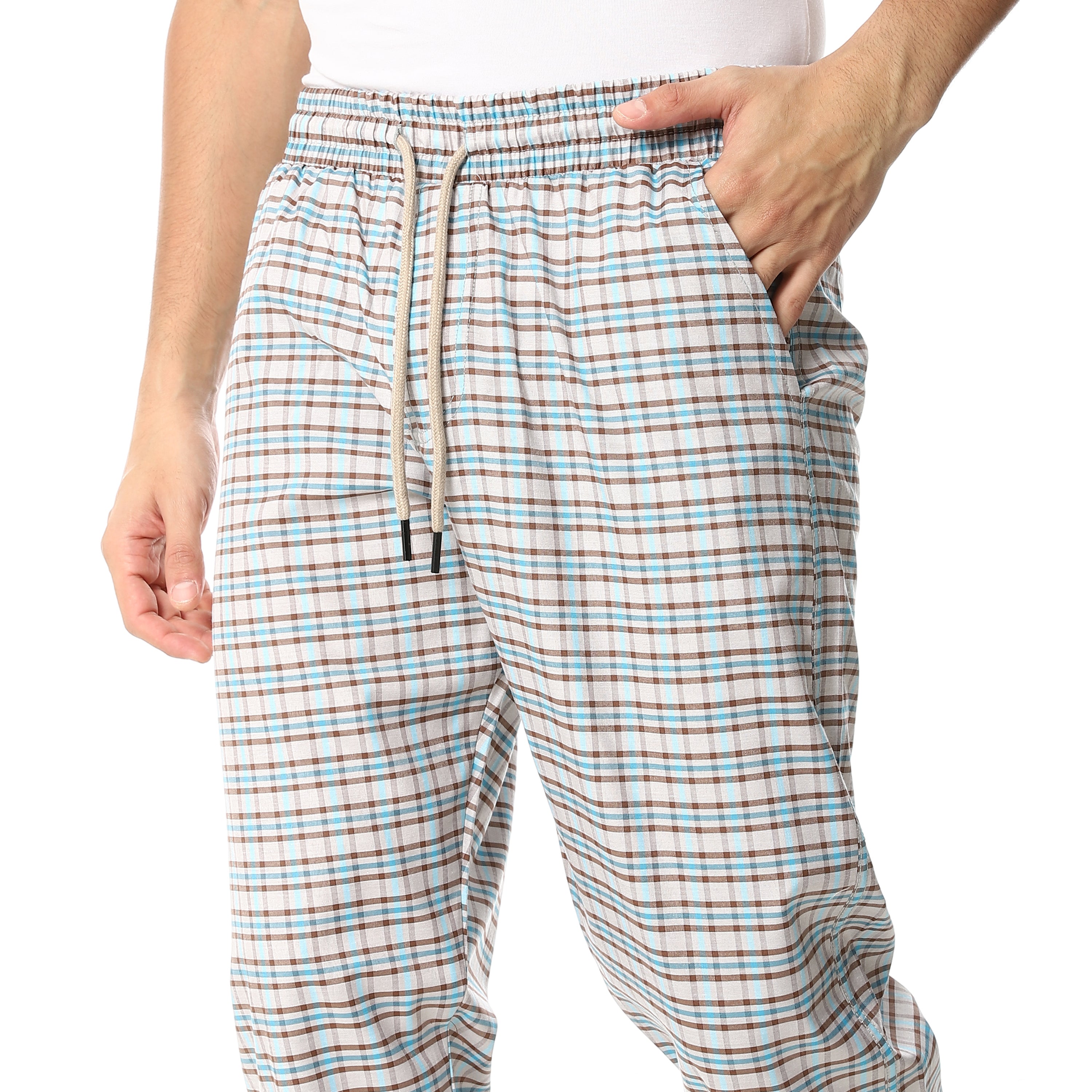 Men's Summer Check Pants - Brown