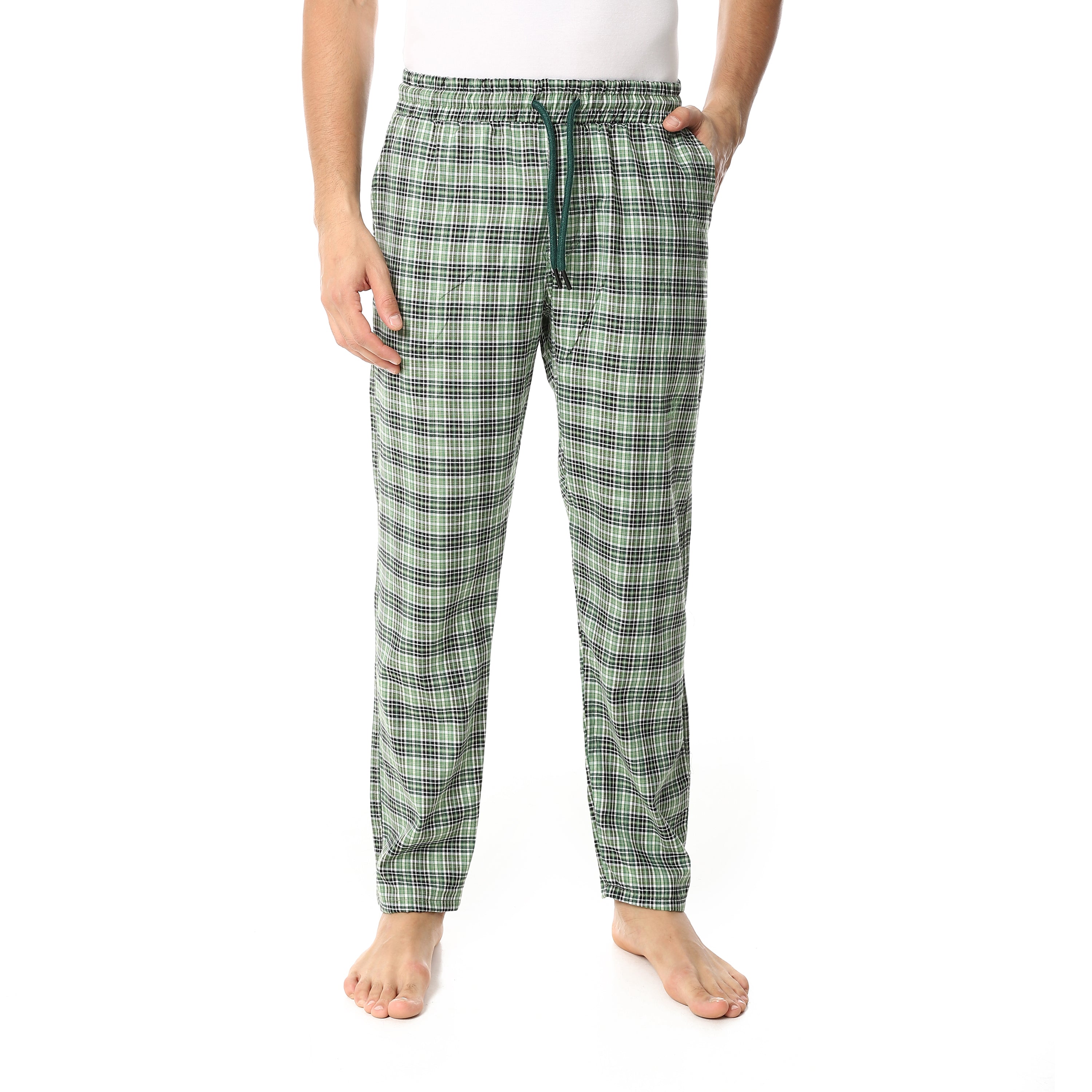 Men's Summer Check Pants - Olive