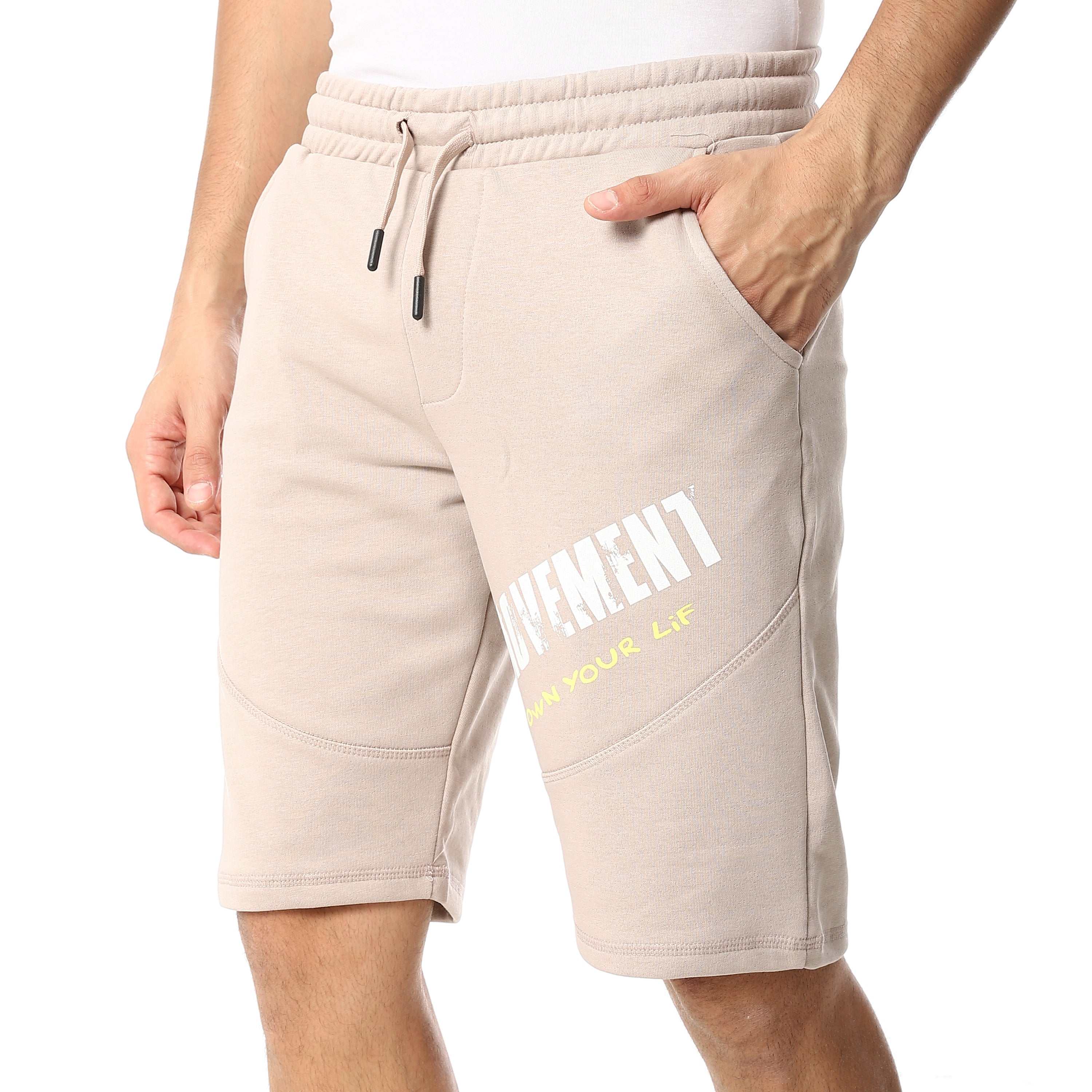 Stylish Printed Men's Shorts Beige- Comfortable and Trendy