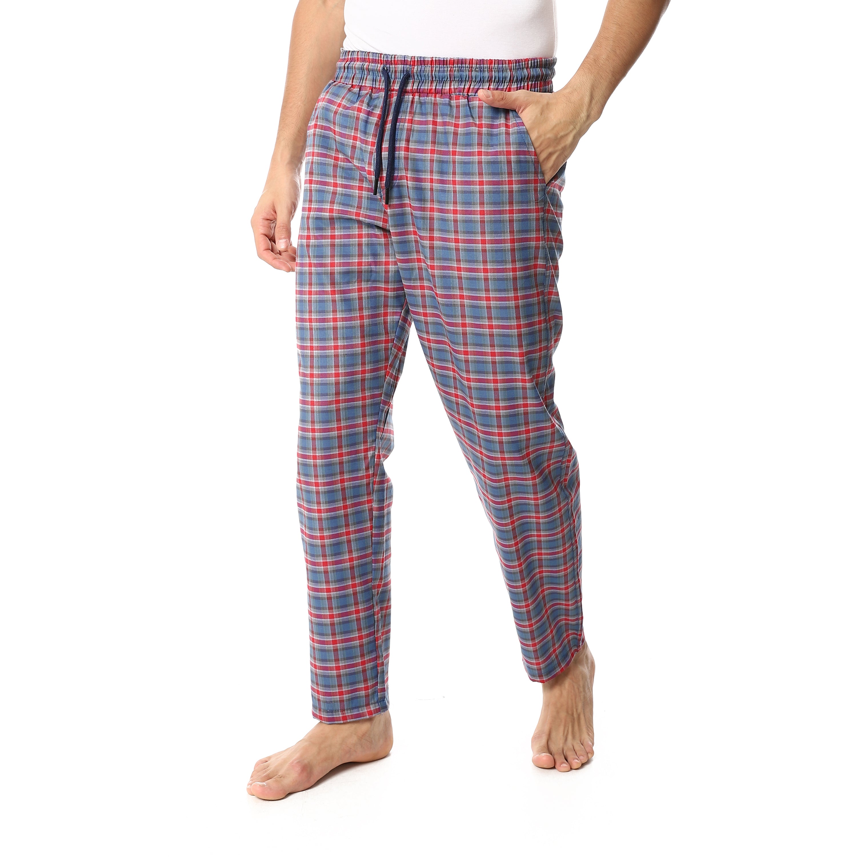 Men's Summer Check Pants - Navy