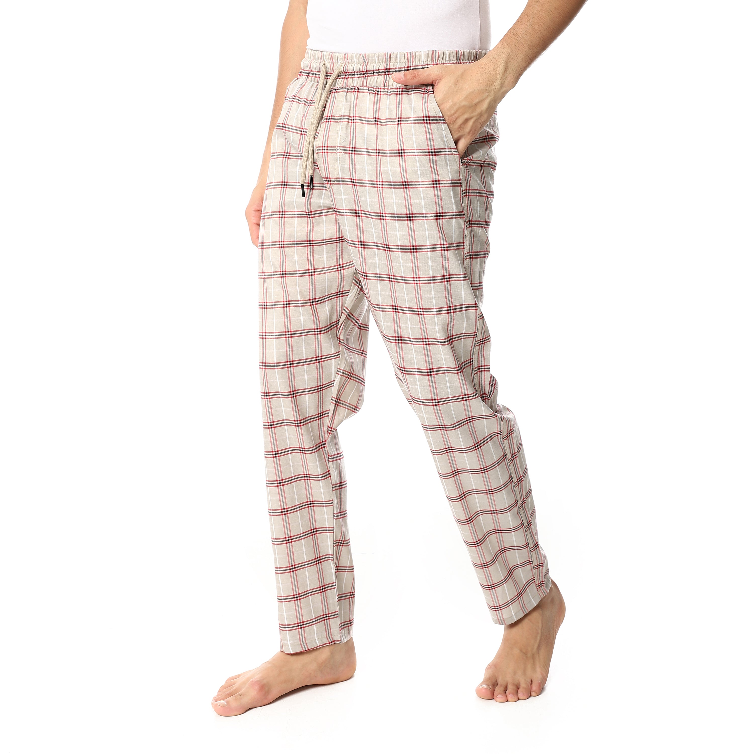 Men's Summer Check Pants - Beige