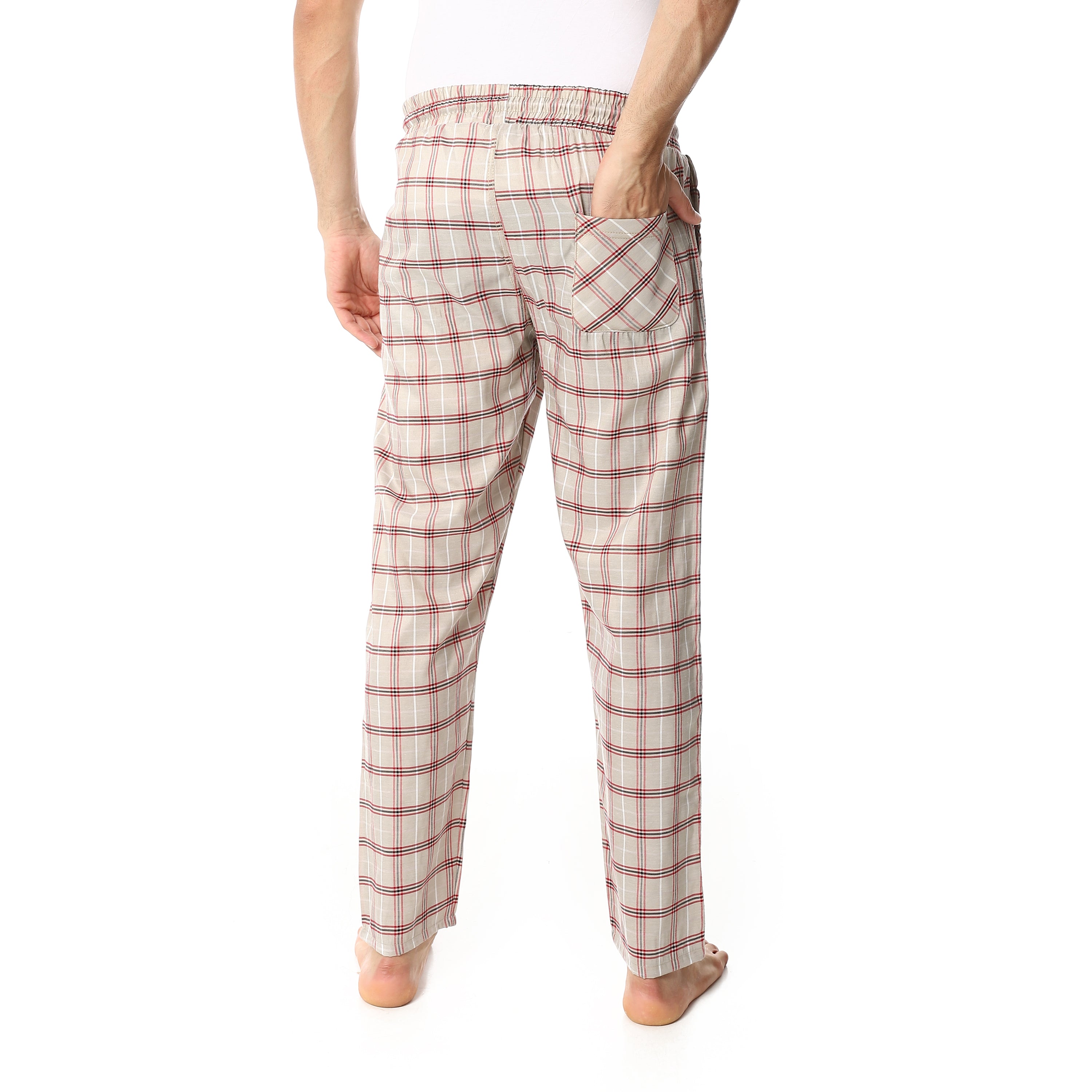 Men's Summer Check Pants - Beige