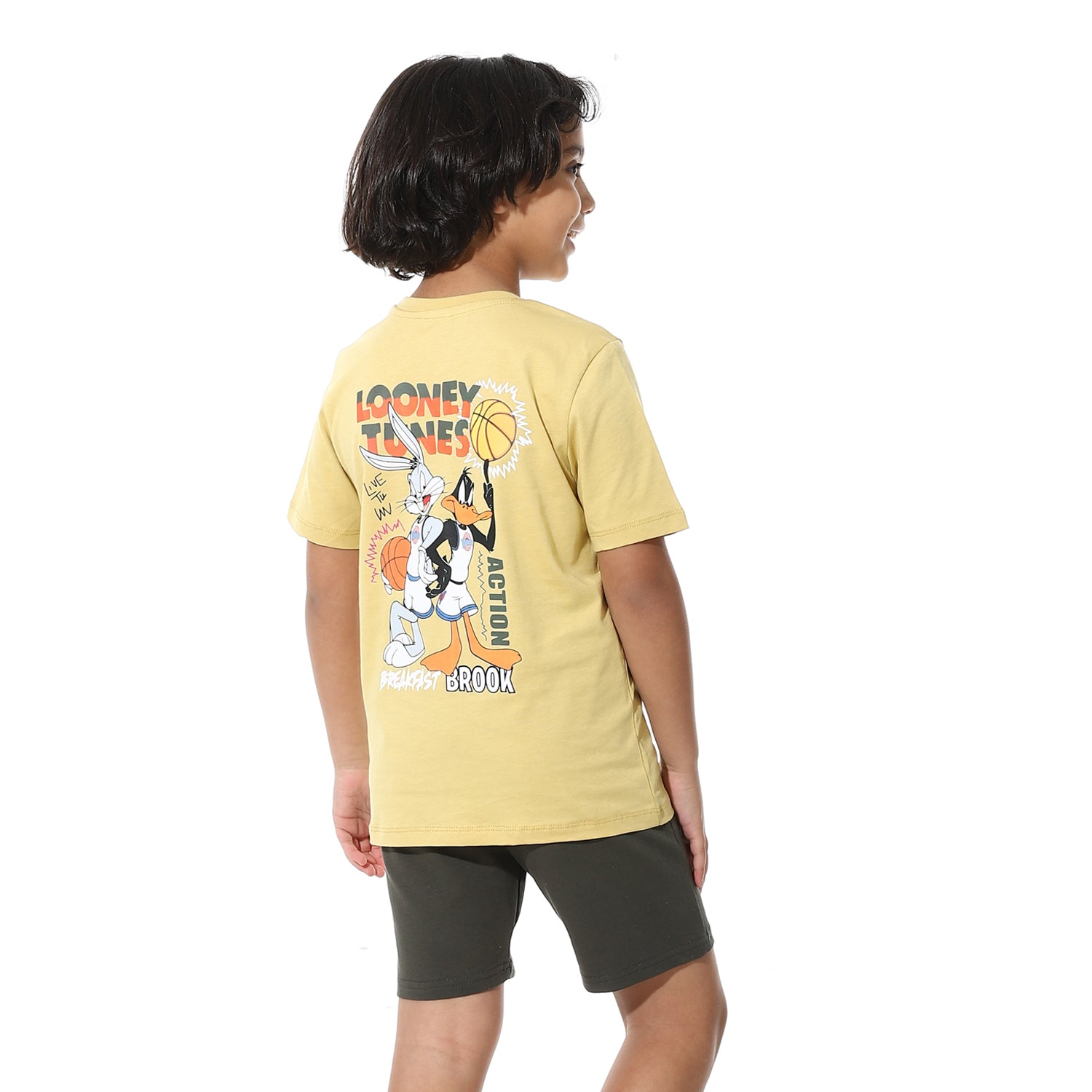 Boys Printed Colorful Summer & Pajama Shorts Set - Yellow