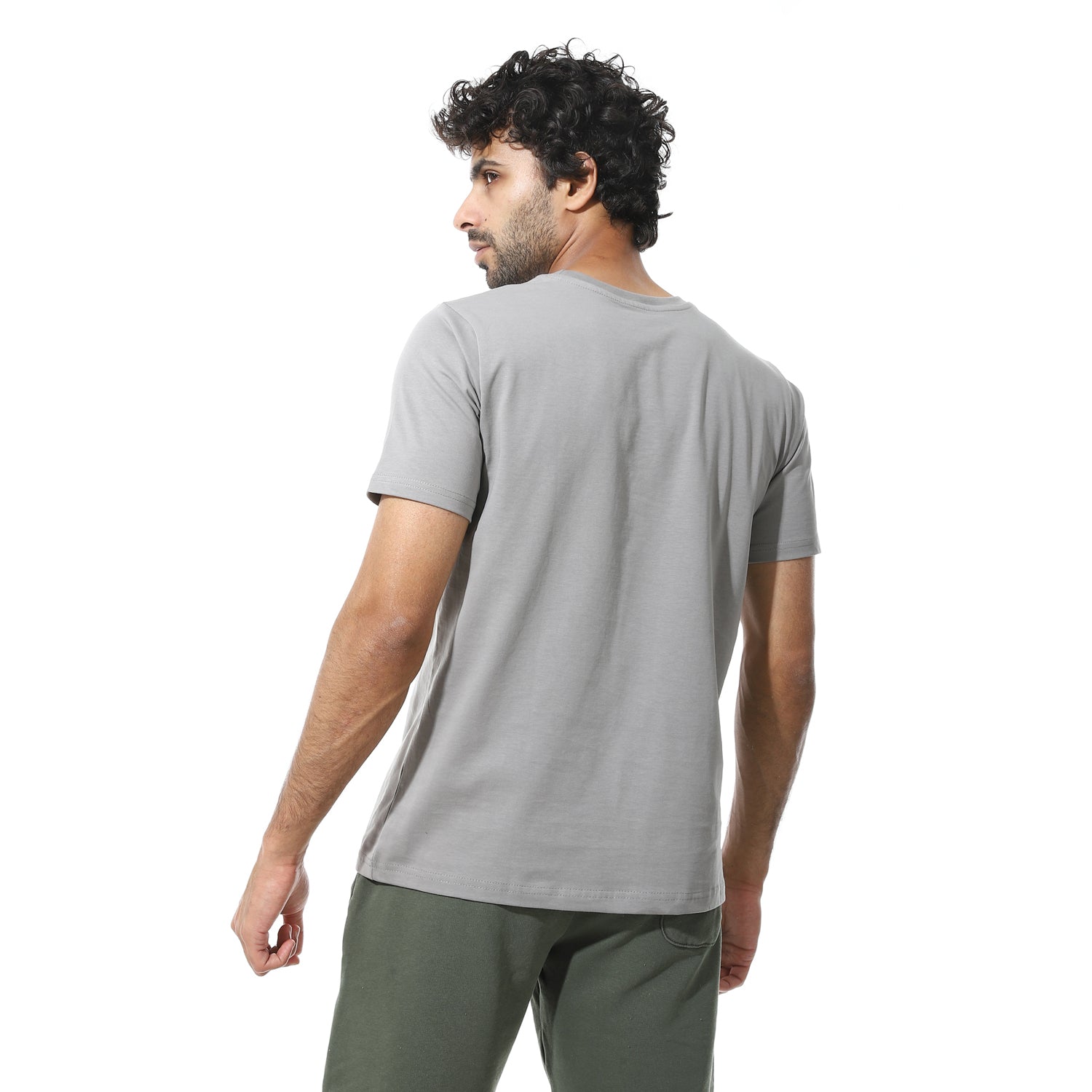 Men's Regular Fit Grey T-Shirt with Printed
