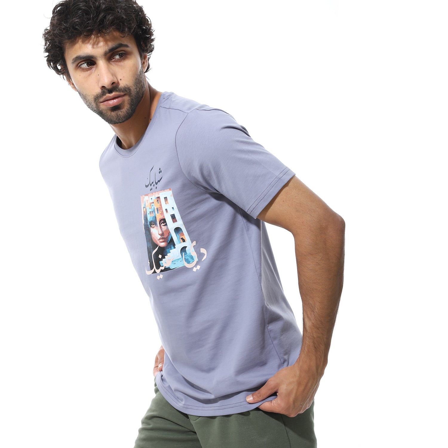 Men's Cotton Regular Fit T-Shirt- Denim
