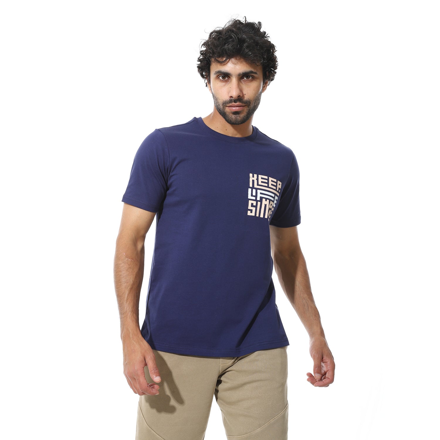 Men's Cotton Regular Fit T-Shirt- Navy