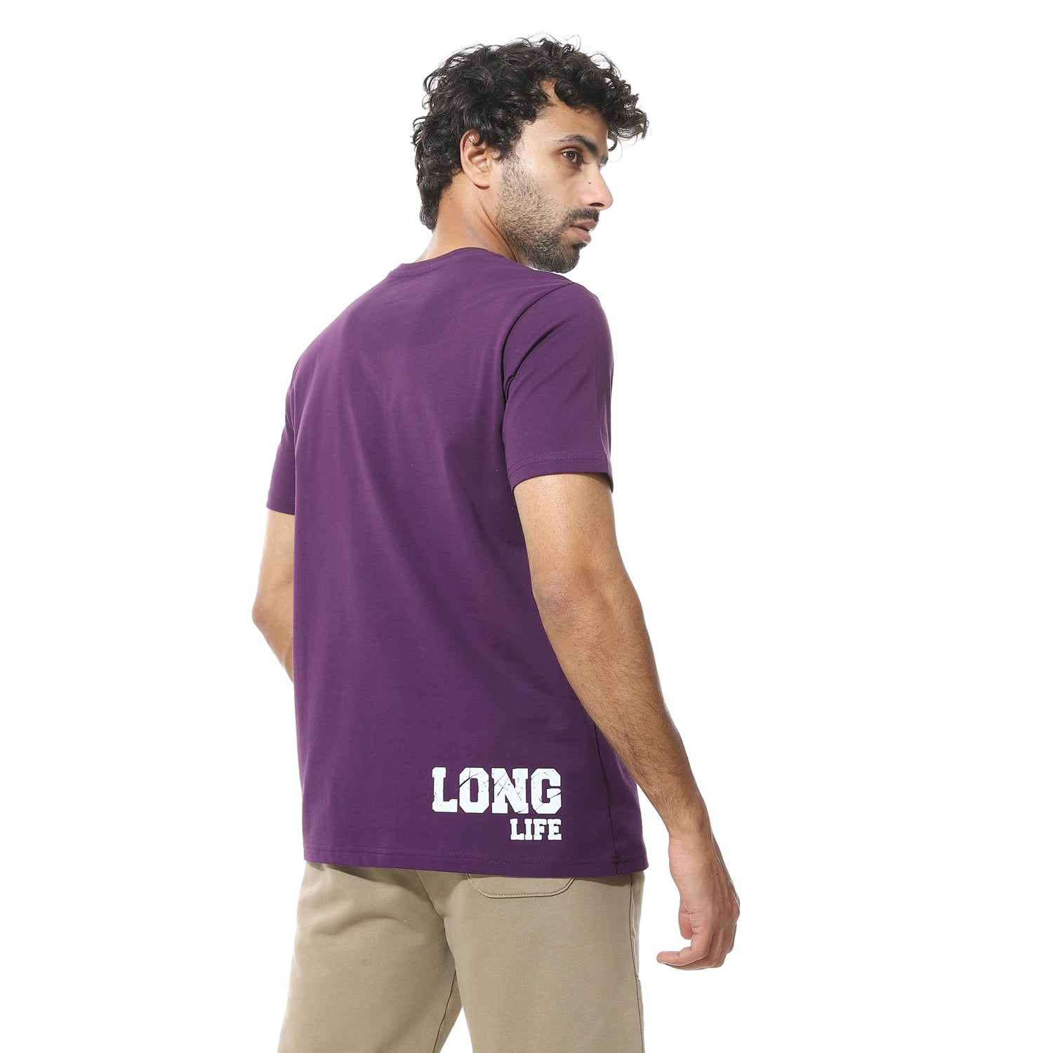 Men's Regular Fit Purple T-Shirt with Printed