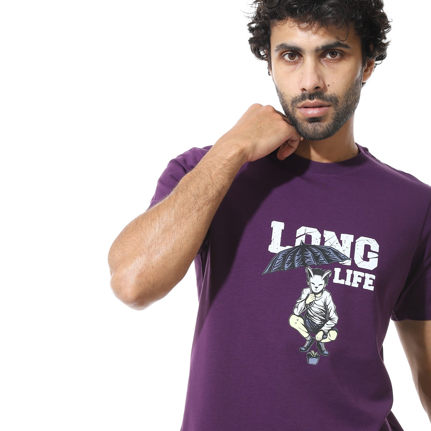 Men's Regular Fit Purple T-Shirt with Printed
