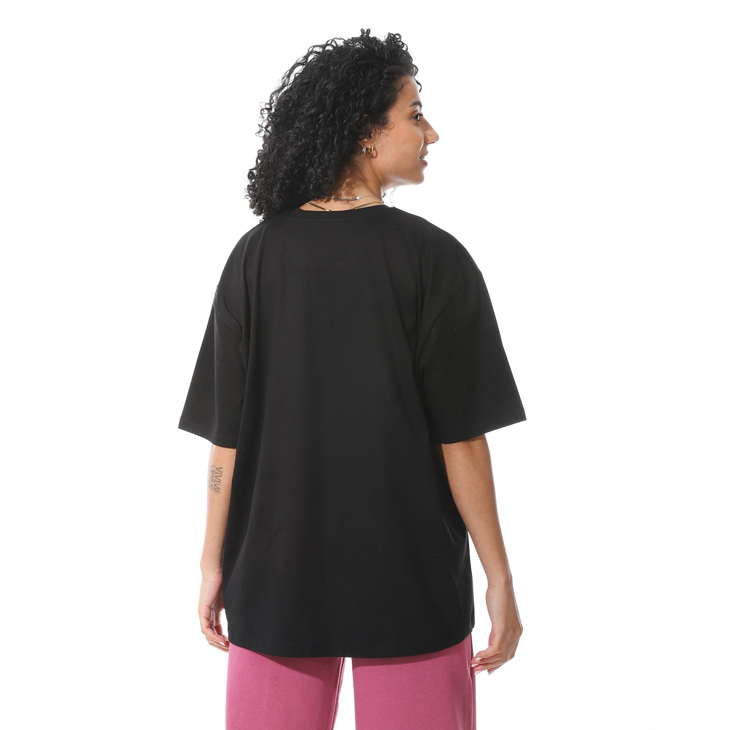 Women's Black T-shirt with White Cherry Bow Print