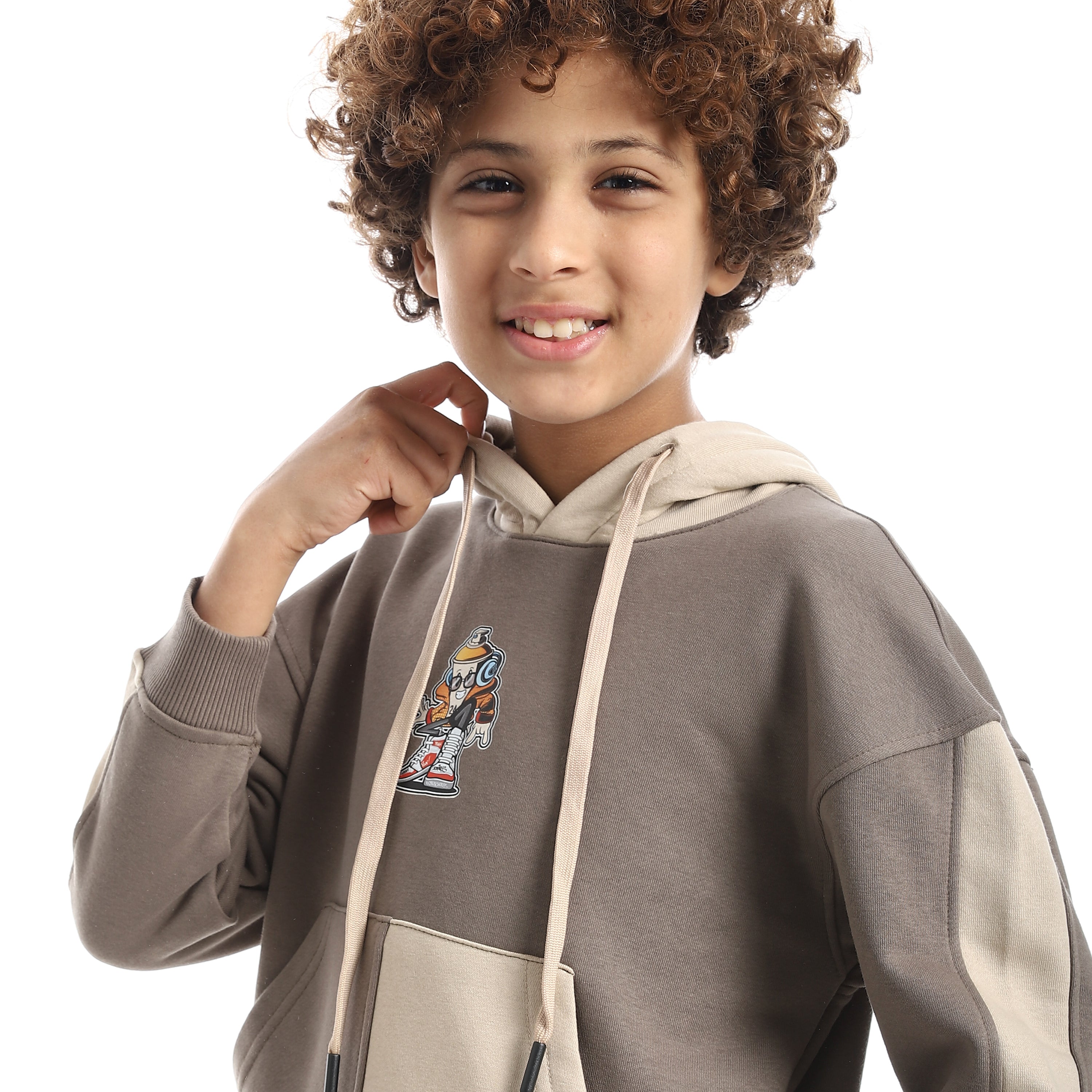 Boy Hooded Printed Thick Sweatshirt