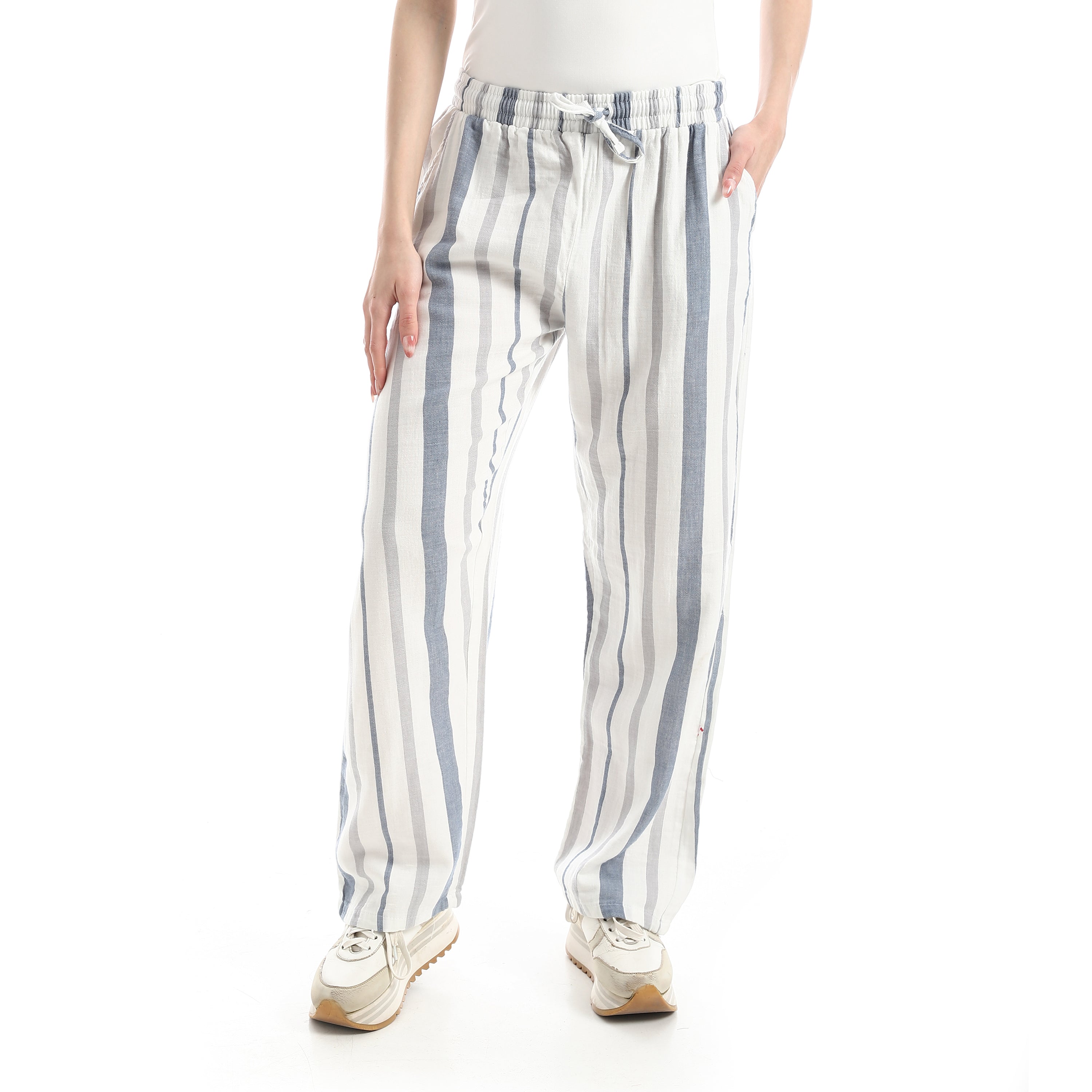 Women’s High-Waist Wide-Leg Striped Pants