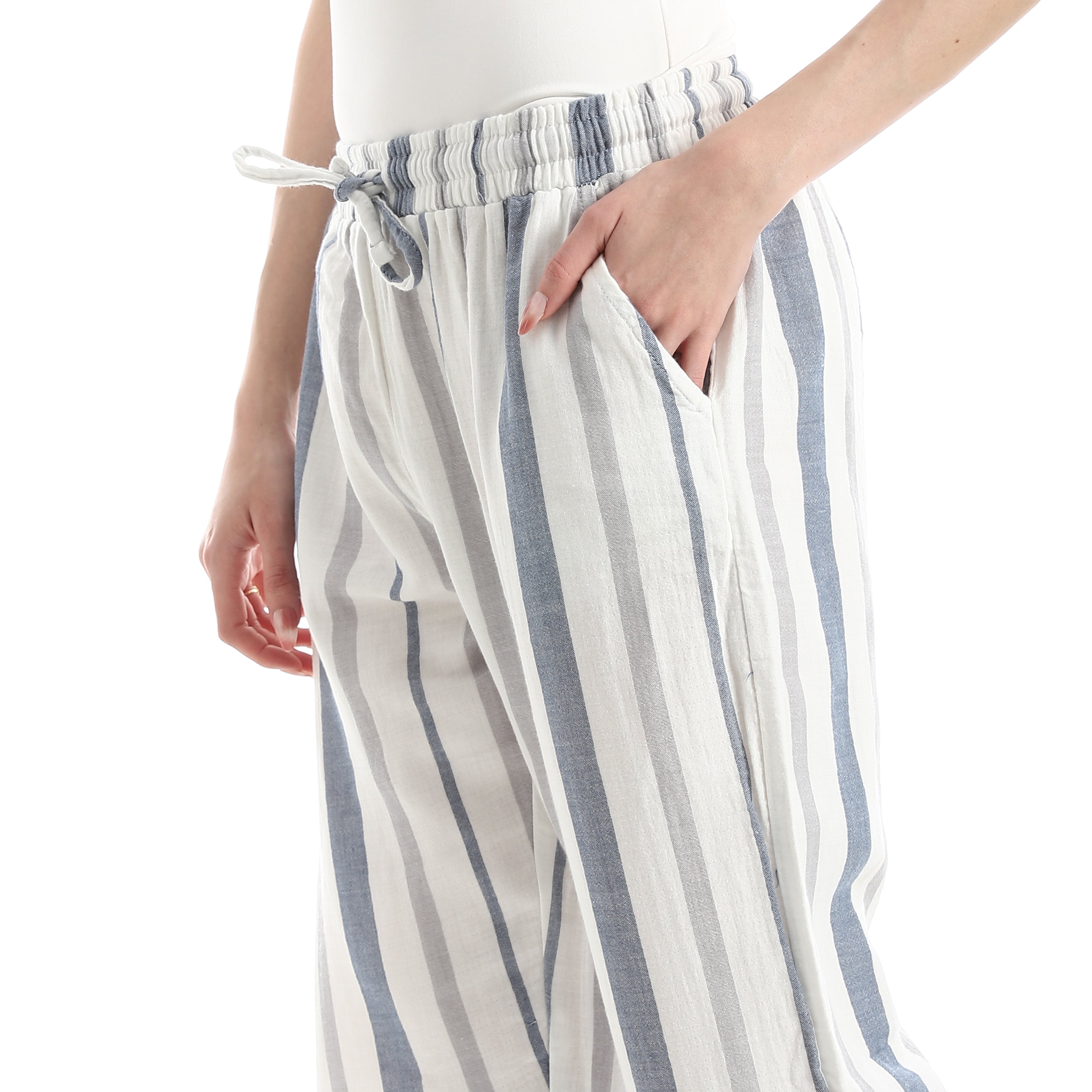 Women’s High-Waist Wide-Leg Striped Pants