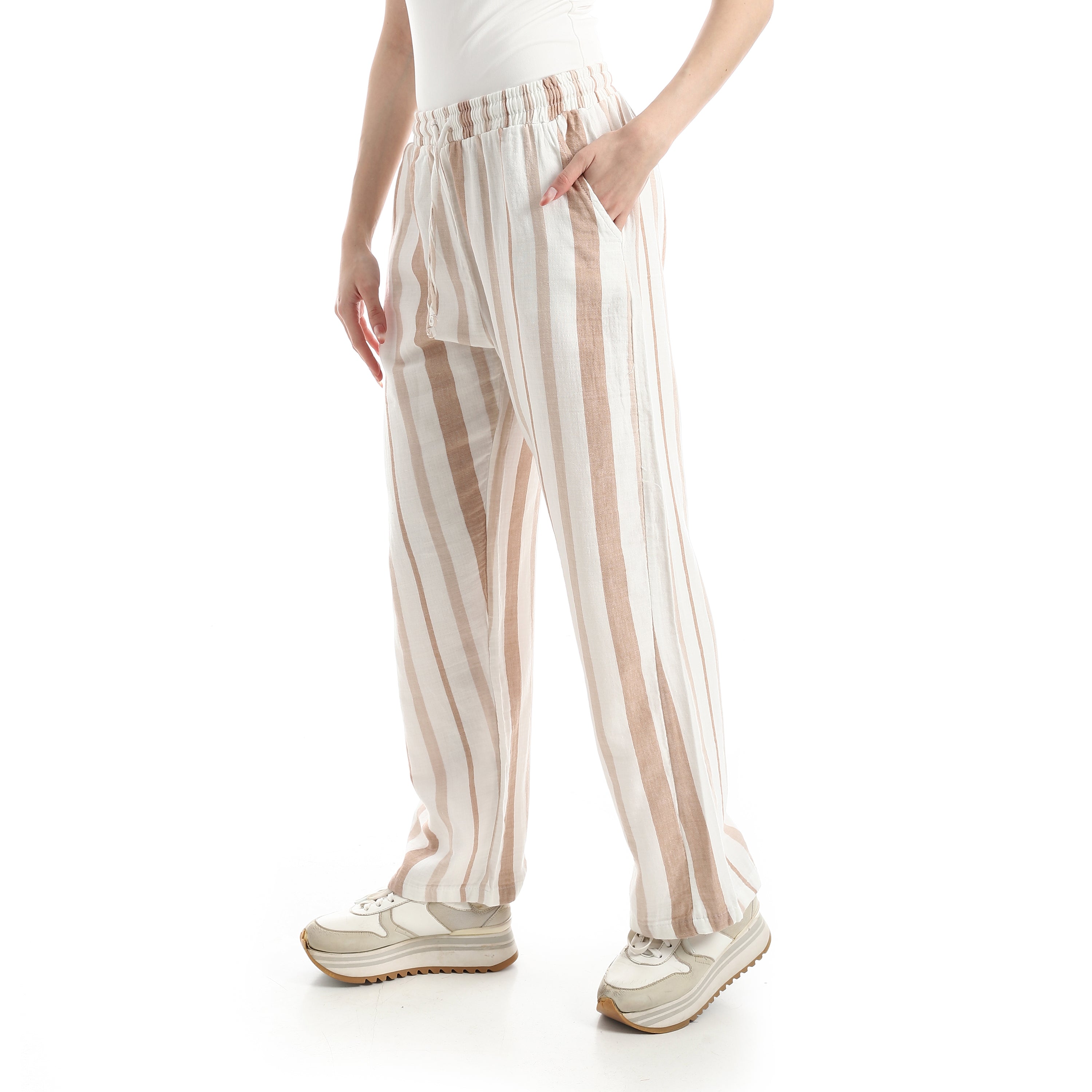 Women’s High-Waist Wide-Leg Striped Pants