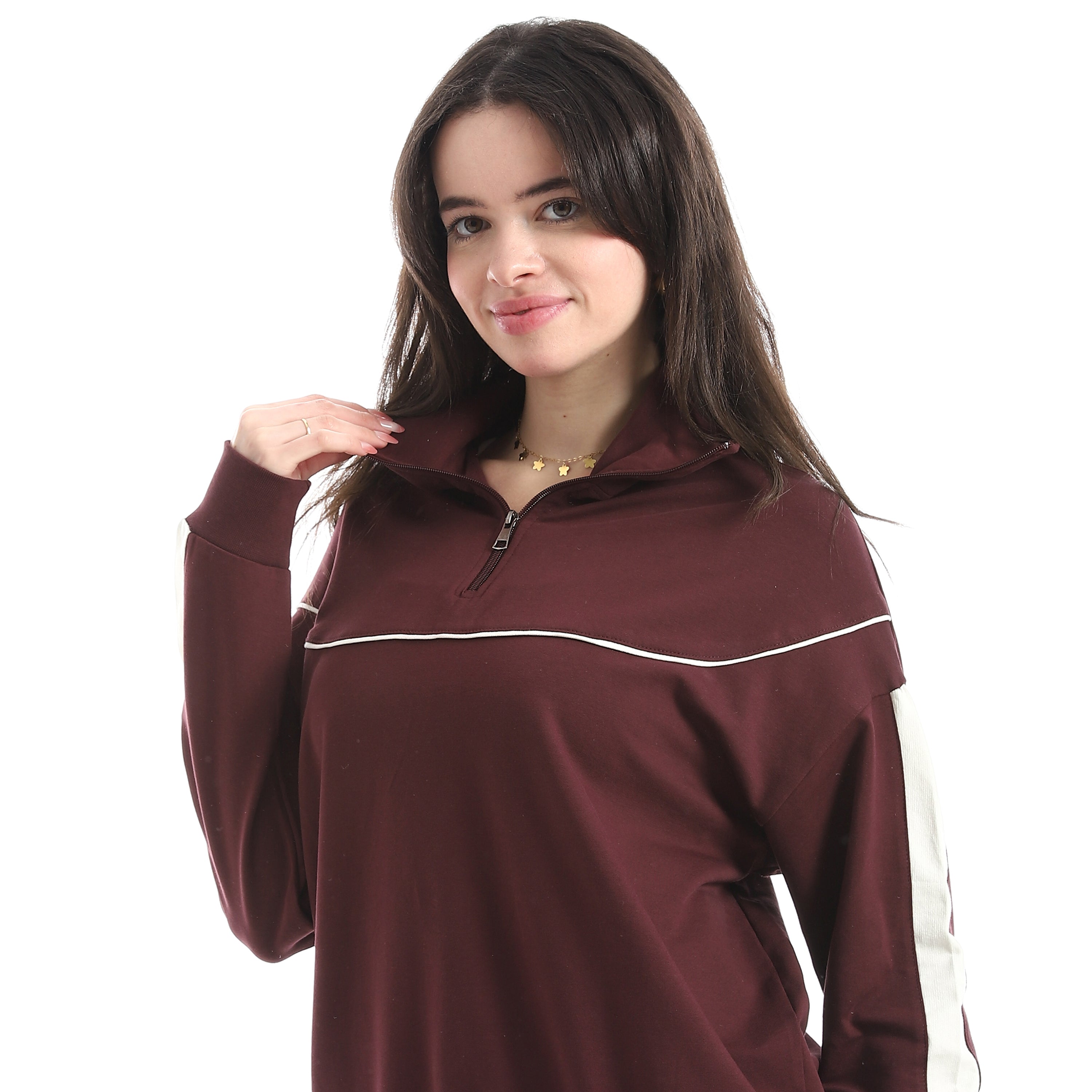 Women's Quarter-Zip Tracksuit  with Side Stripe Detail