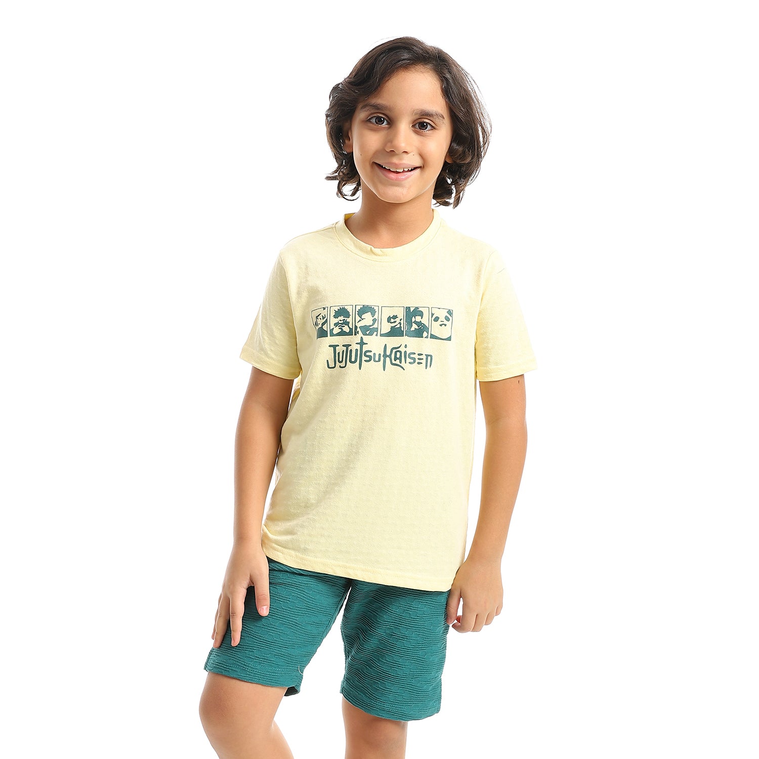 Kids' Jacquard Pajama Set with Printed -Lite Yellow